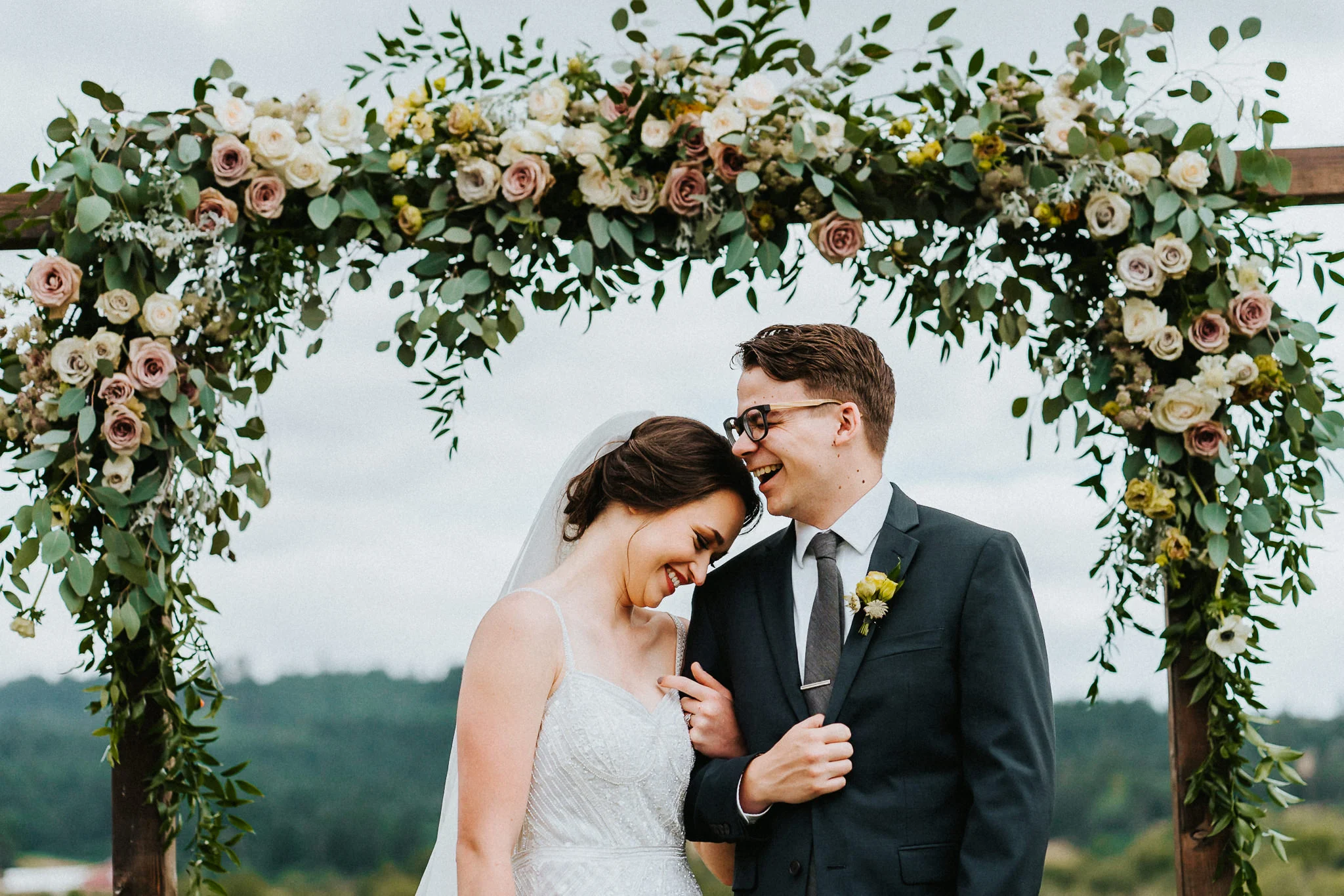 Genuine moment Bride Smile Groom Best Portland Photographer Alfred Tang