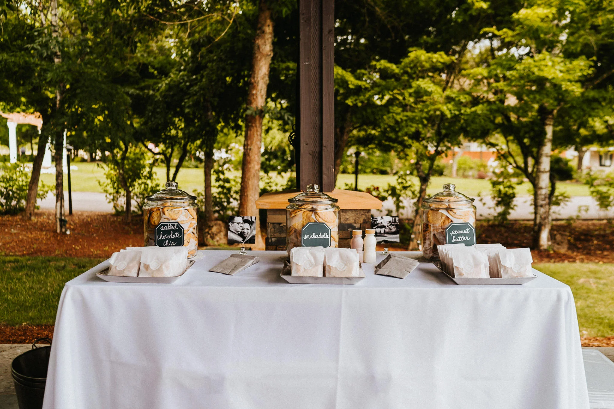 Wedding cookies table set up snickerdoodle peanut butter chocolate chip Jersey Cow Milk Alfred Tang Photography