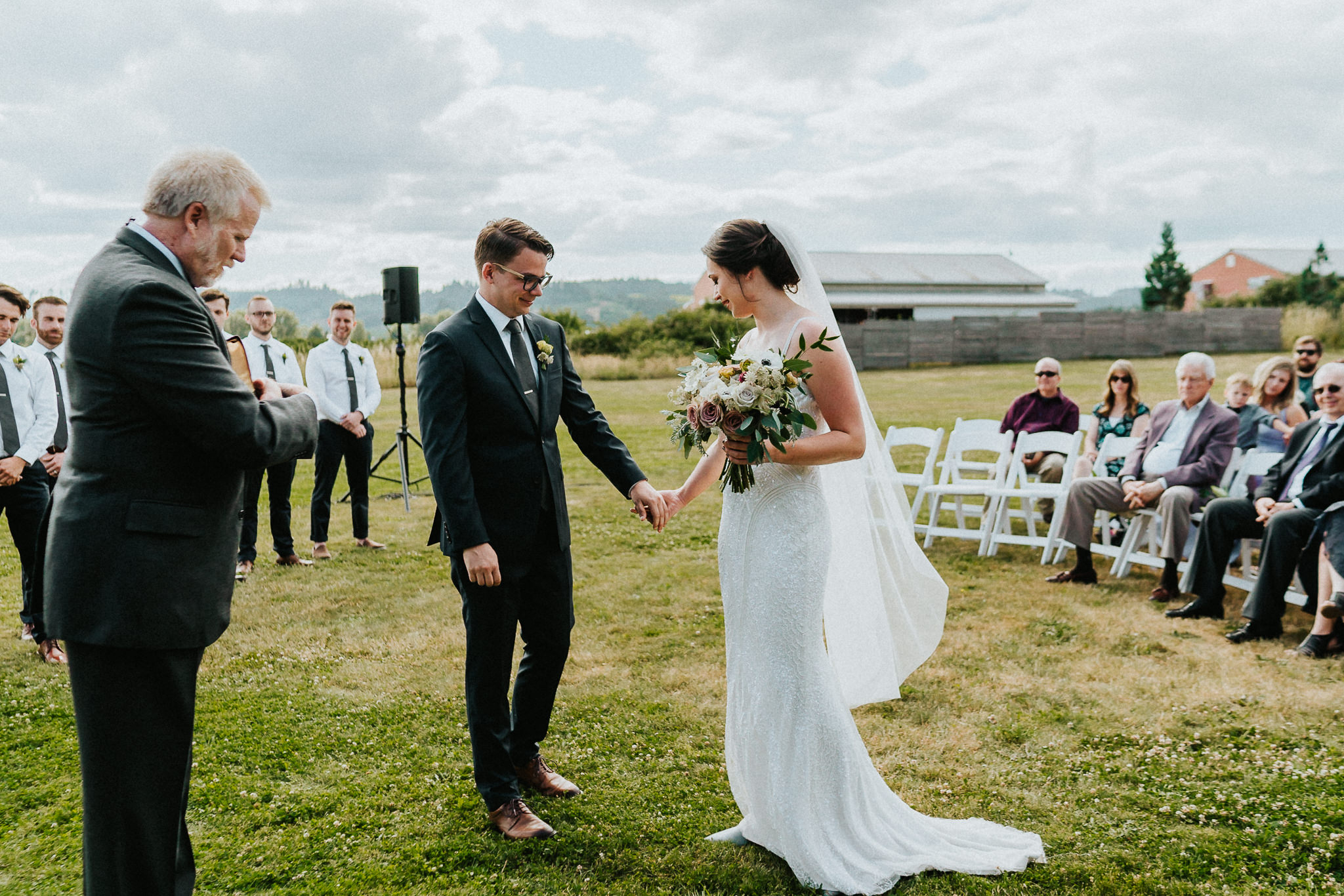 Groom receive bride Wedding Photography Alter Water Oasis venue