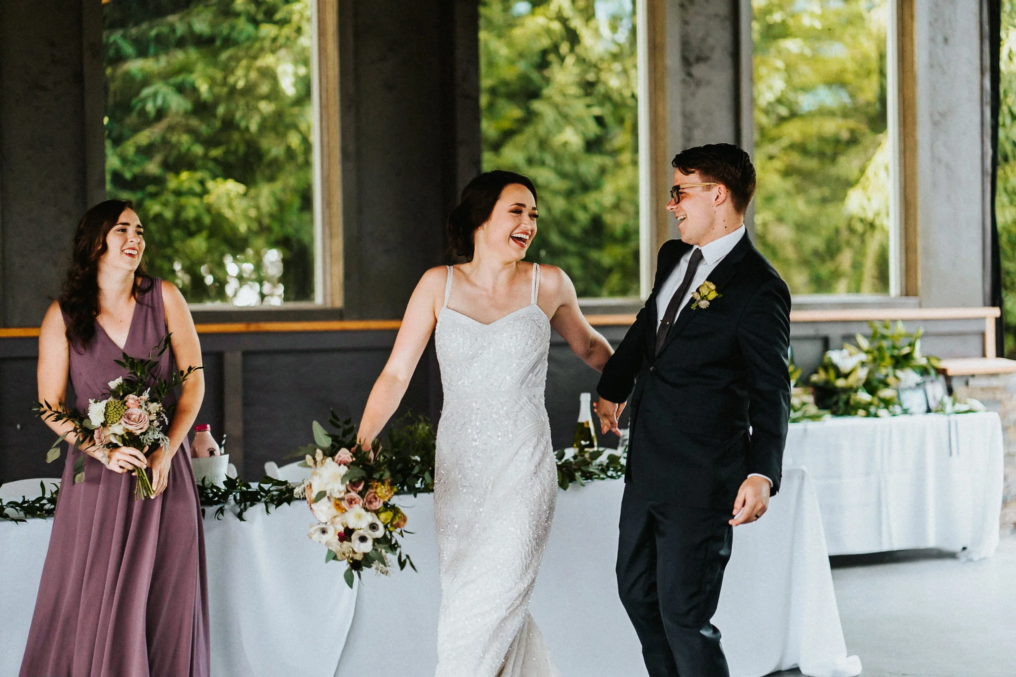 Happy Bride Groom Candid Grand Entrance Wedding Reception
