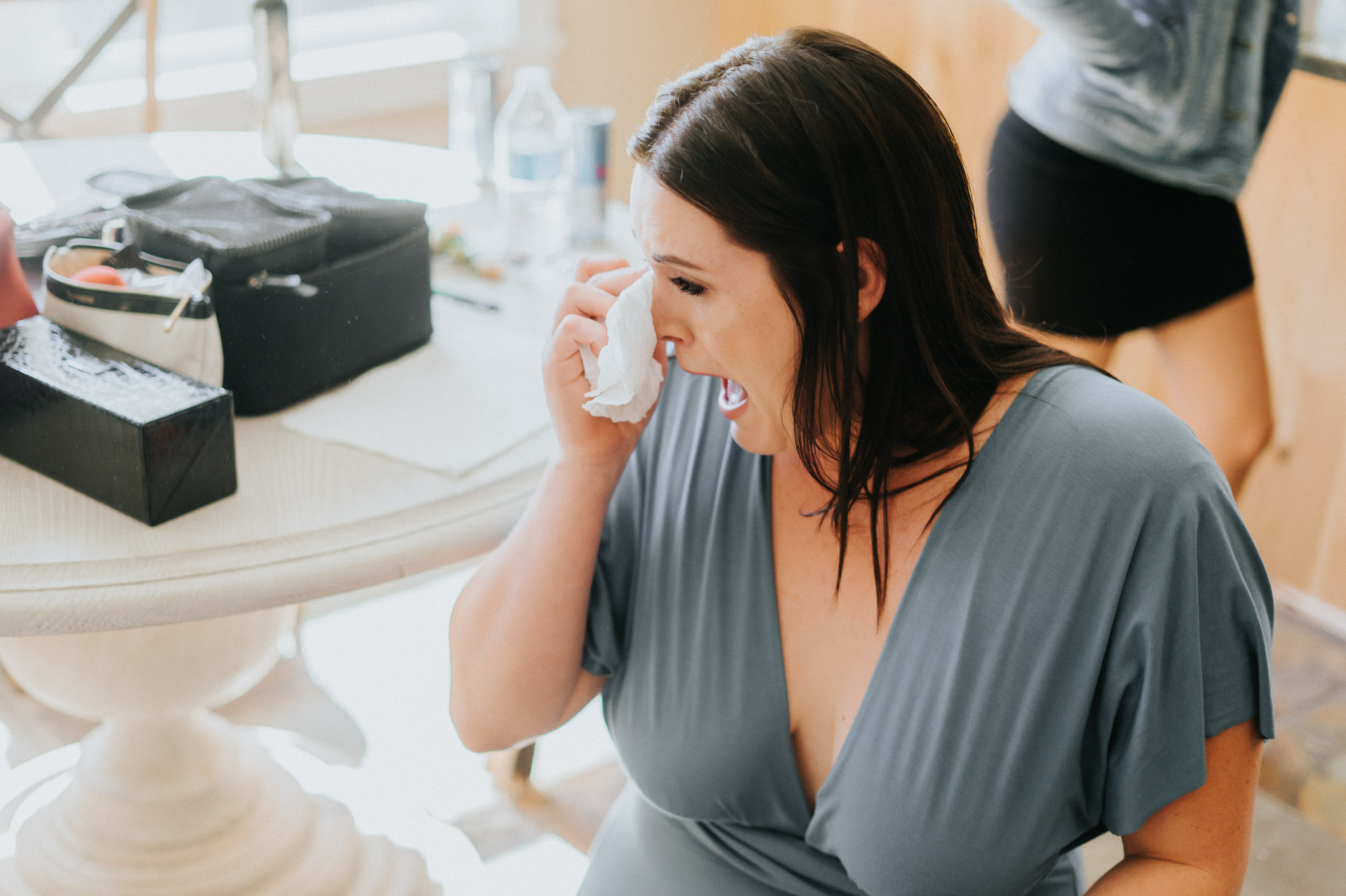 bridesmaid crying getting ready Recommended portland wedding photographer