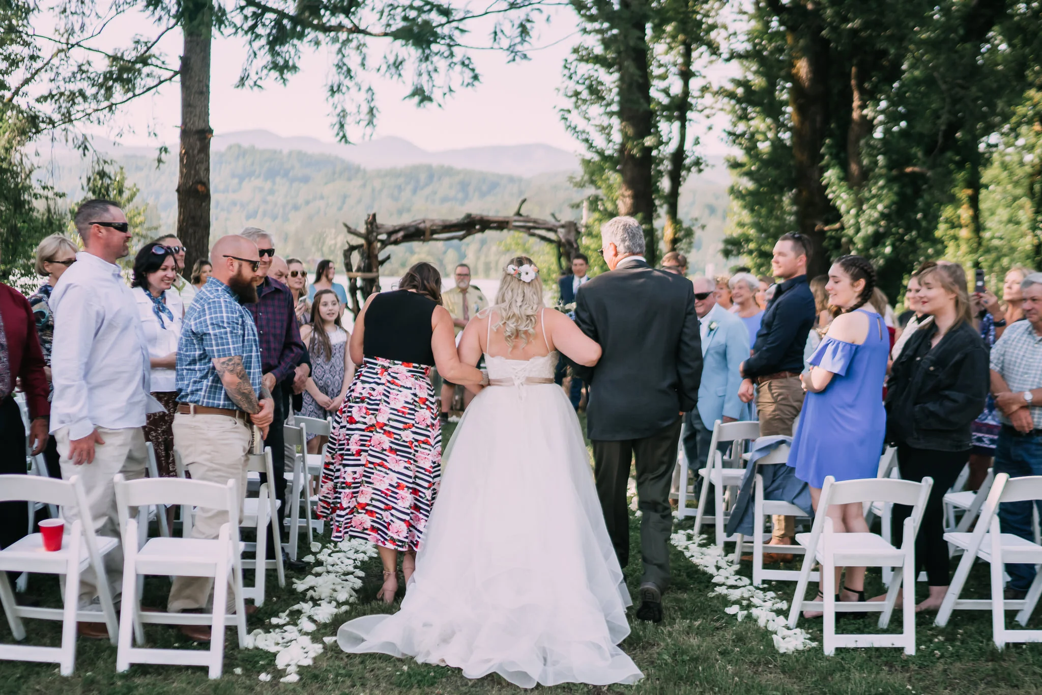 Bride parents walk down aisle wedding ceremony Portland Best Wedding Photographer
