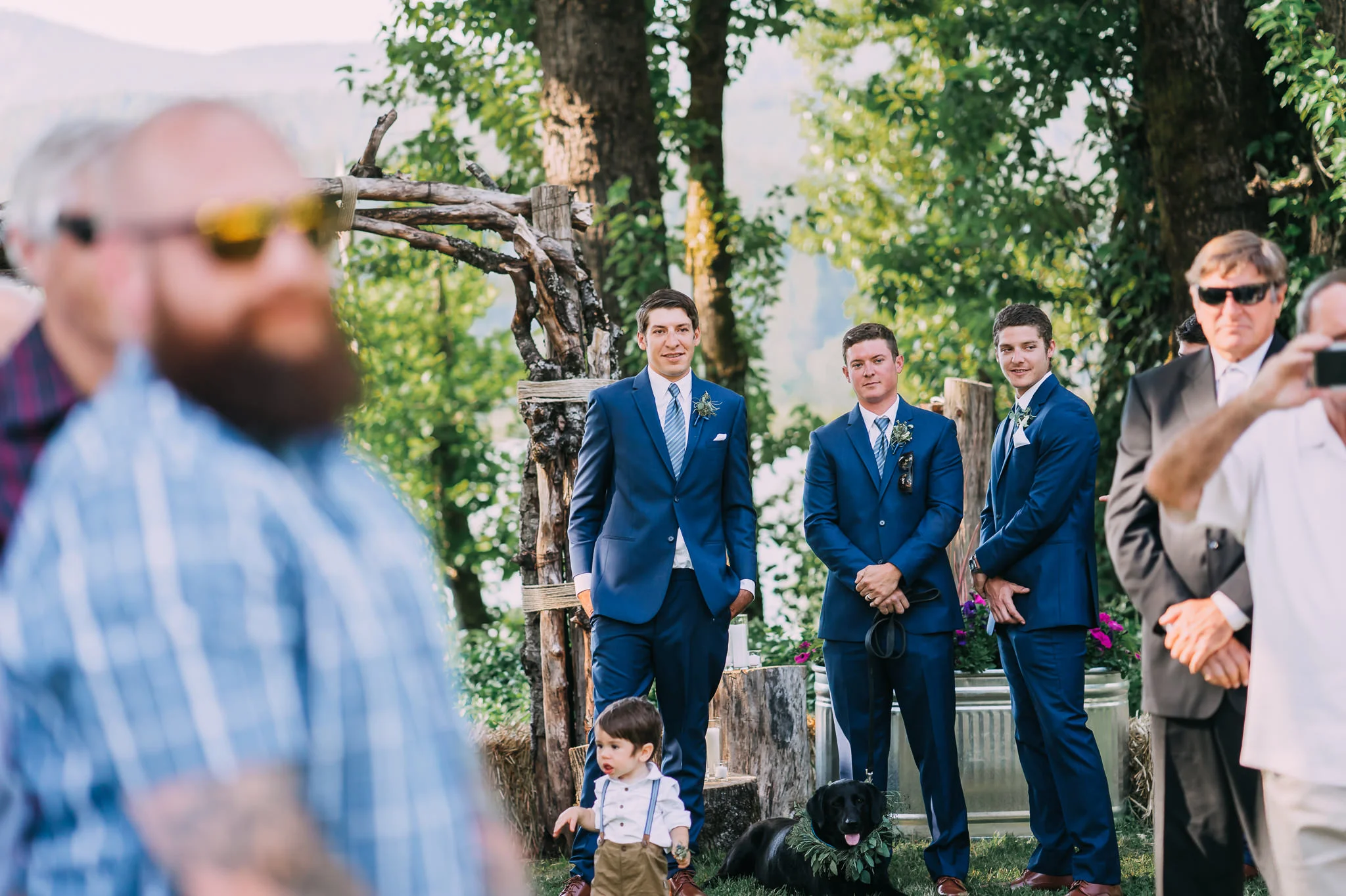 Groom Reaction Bride walking down aisle Portland Oregon Wedding Phtoographer