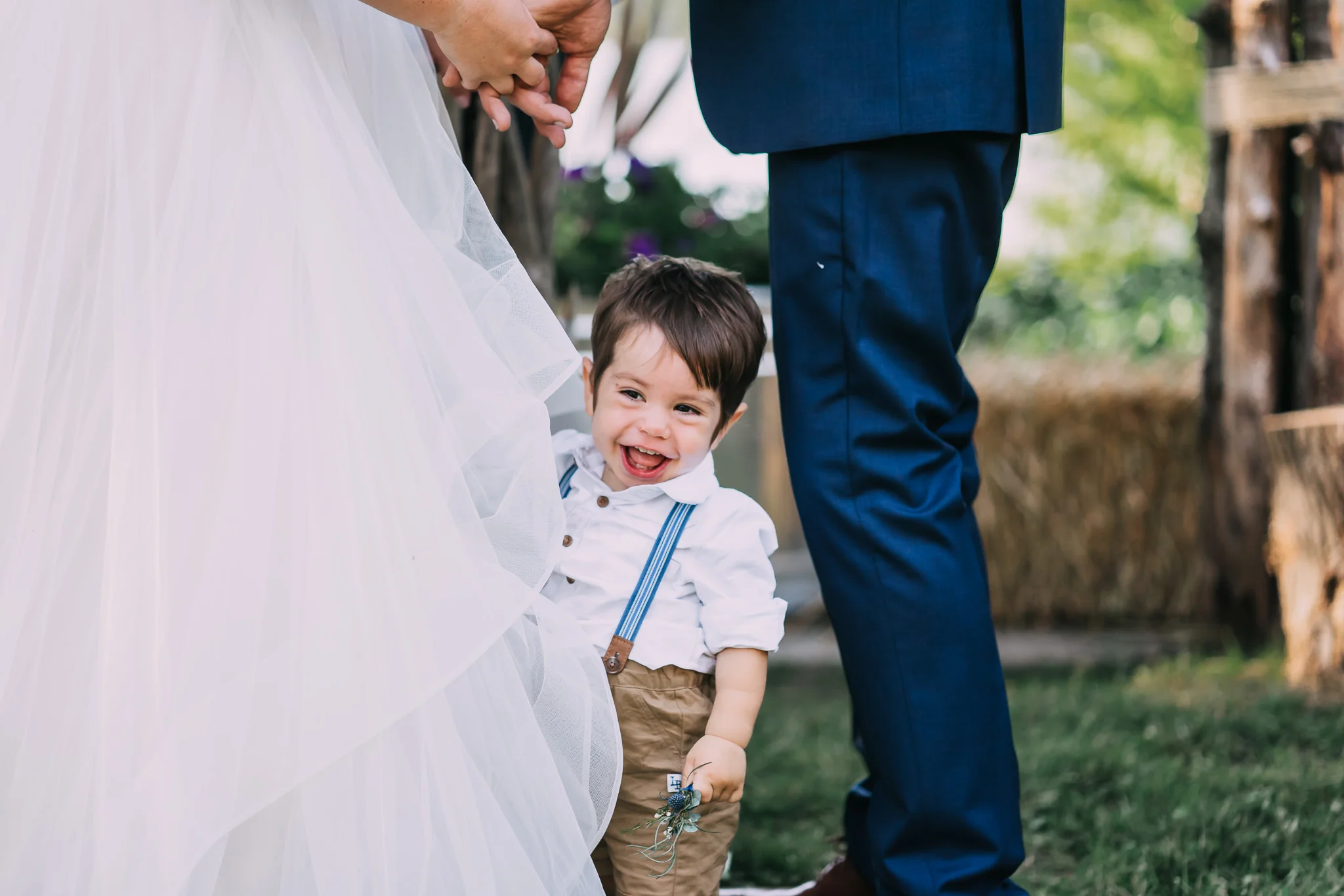 Bride Groom Son Baby Wedding Party happy smile