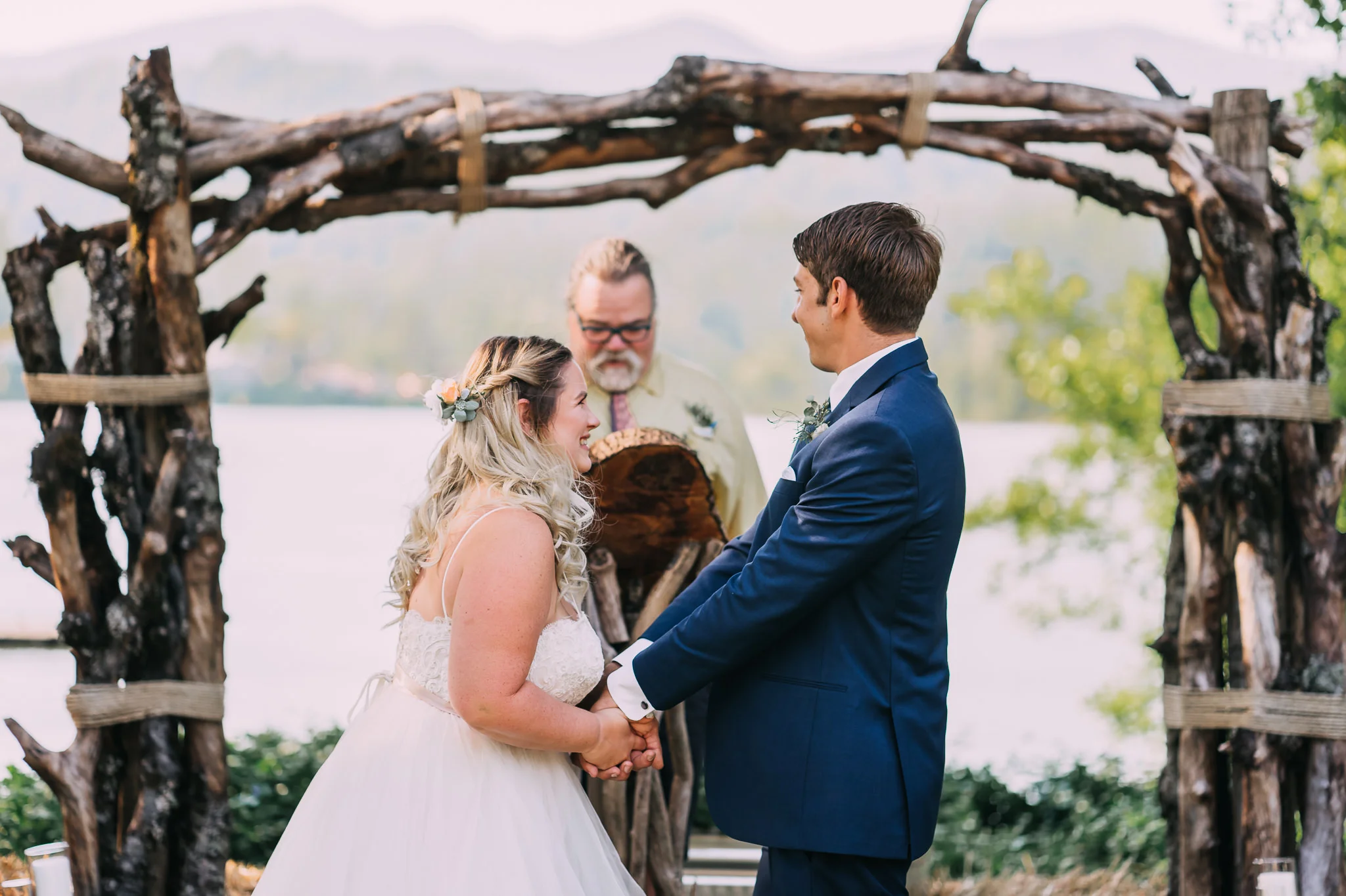 bride giggle happy holding groom's hand Oregon Portland Wedding Photographer