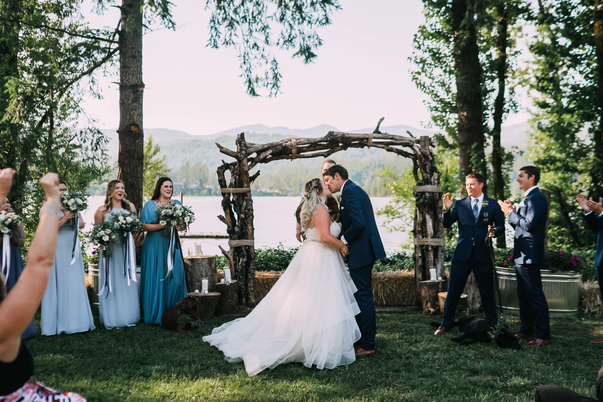 First Kiss backyard wedding photographer Alfred Tang Portland Best of wedding Alter First Kiss