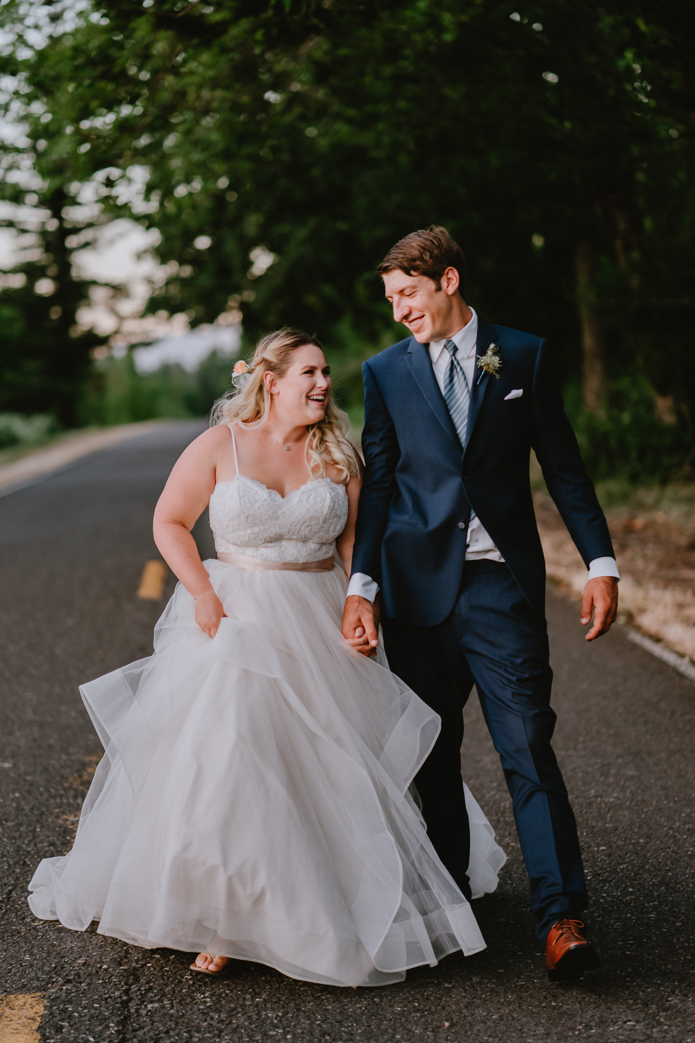 Hand in Hand Bride Groom Wedding Columbia River Gorge Sunset