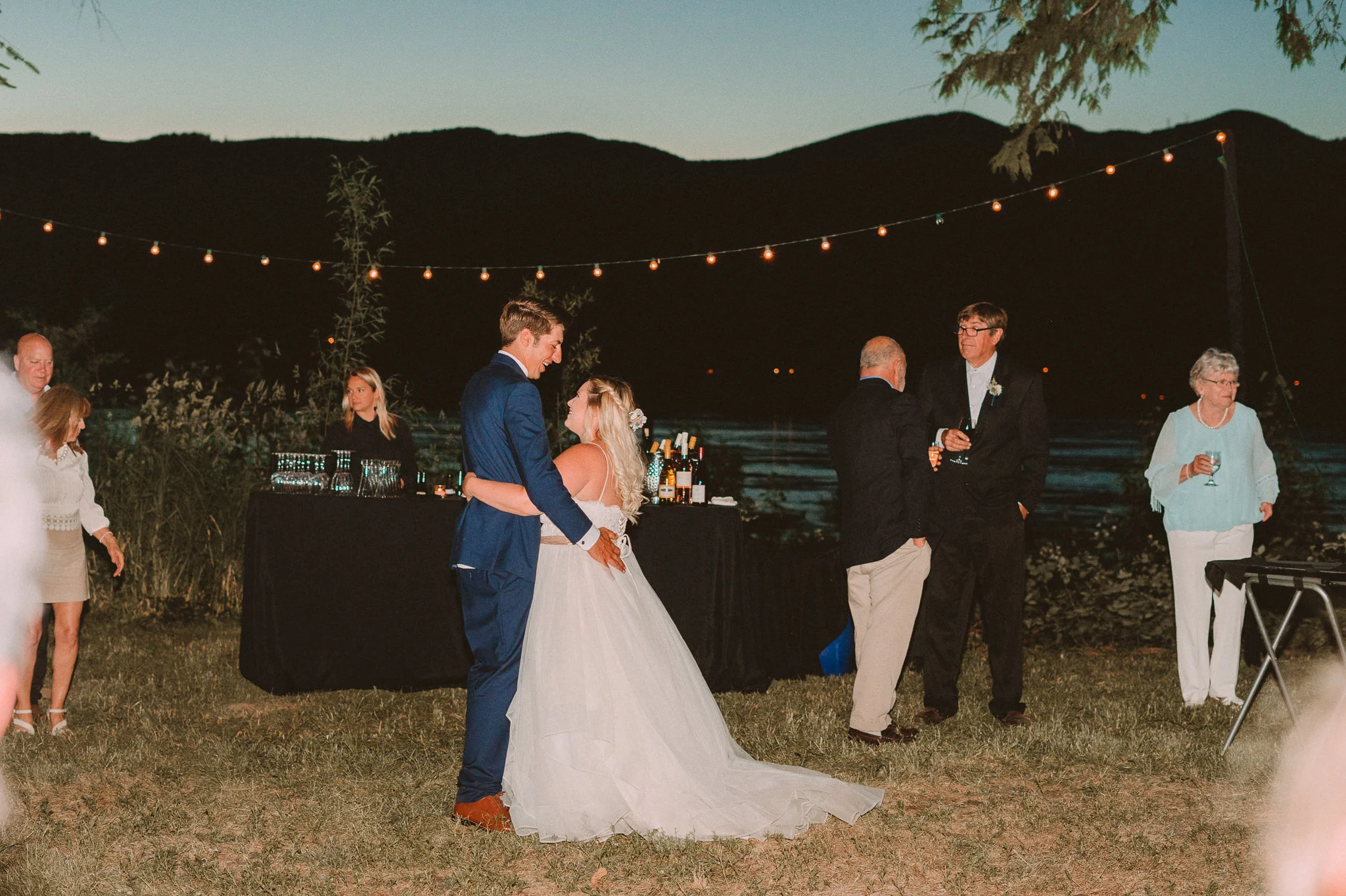 Bride Groom outdoor First Dance Columbia River Gorge Backyard wedding