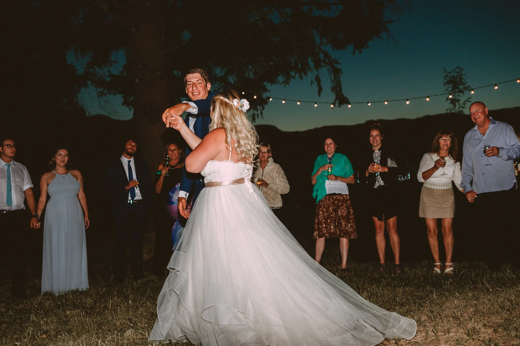 Bride Groom outdoor First Dance Columbia River Gorge Backyard wedding