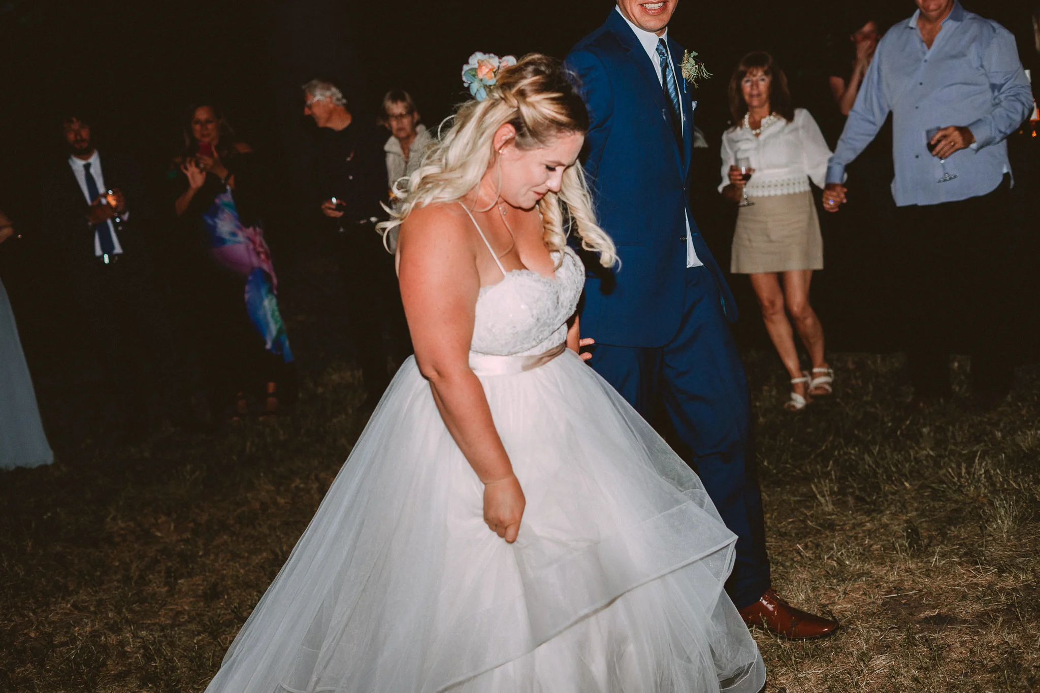 night on-camera flash Bride First dance Columbia River Gorge