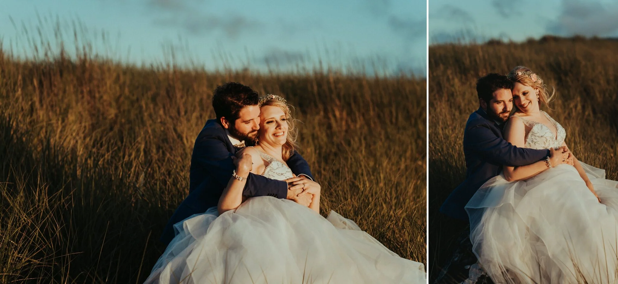 Sunset beach grass wedding photographer alfred tang
