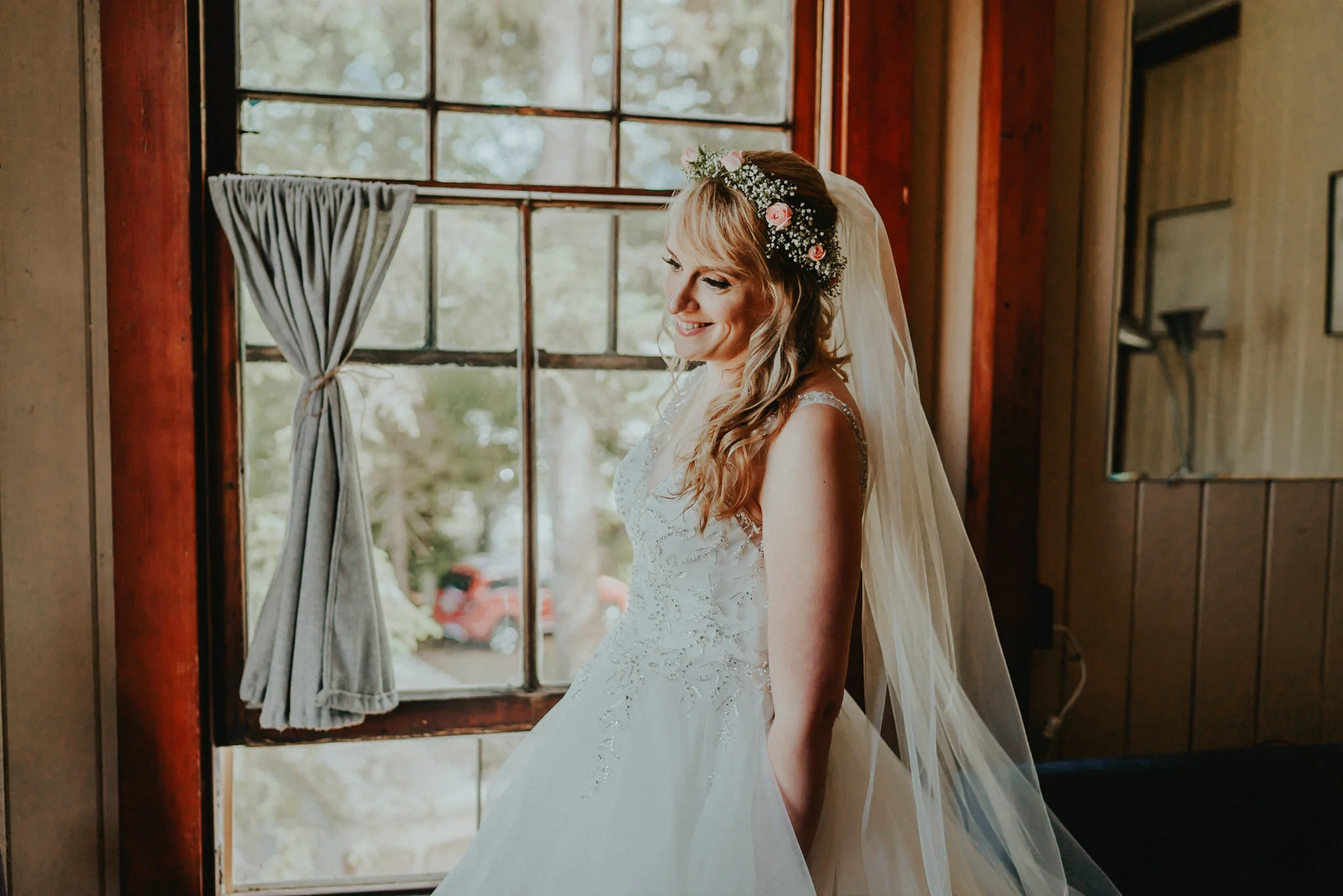 bride smirk window light portrait Alfred Tang Wedding