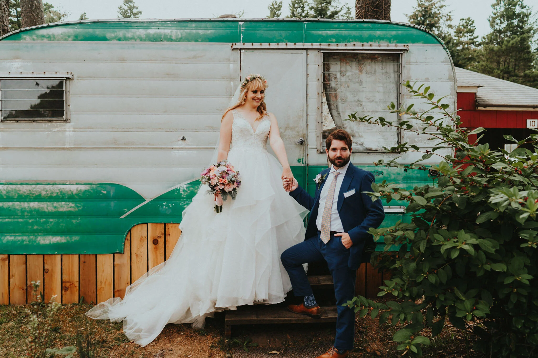 Bride Groom Portrait Airstream Camper portrait photographer Alfred Tang