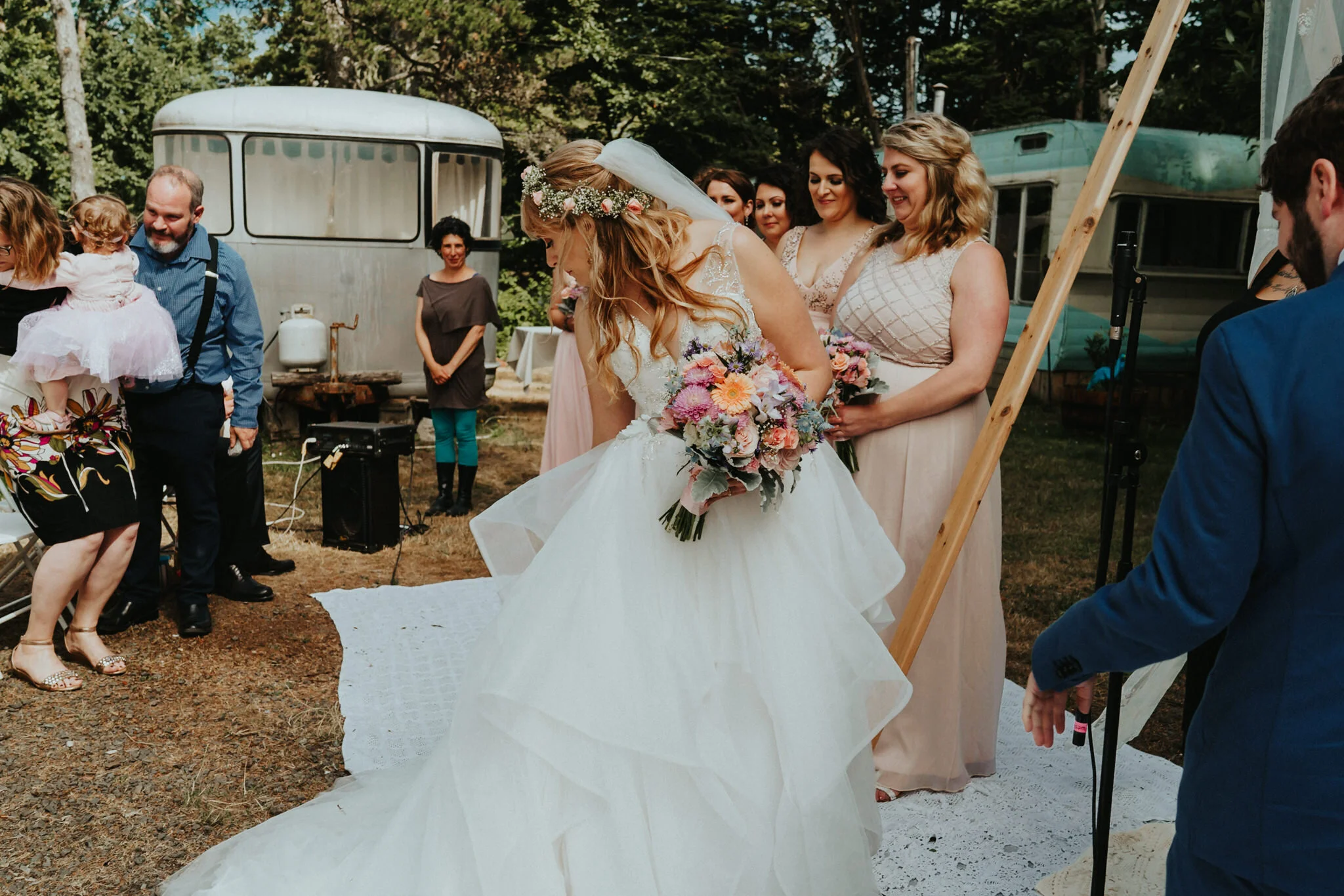 Bride Dress Ceremony Fluff Veil Washington Best Wedding Photographer