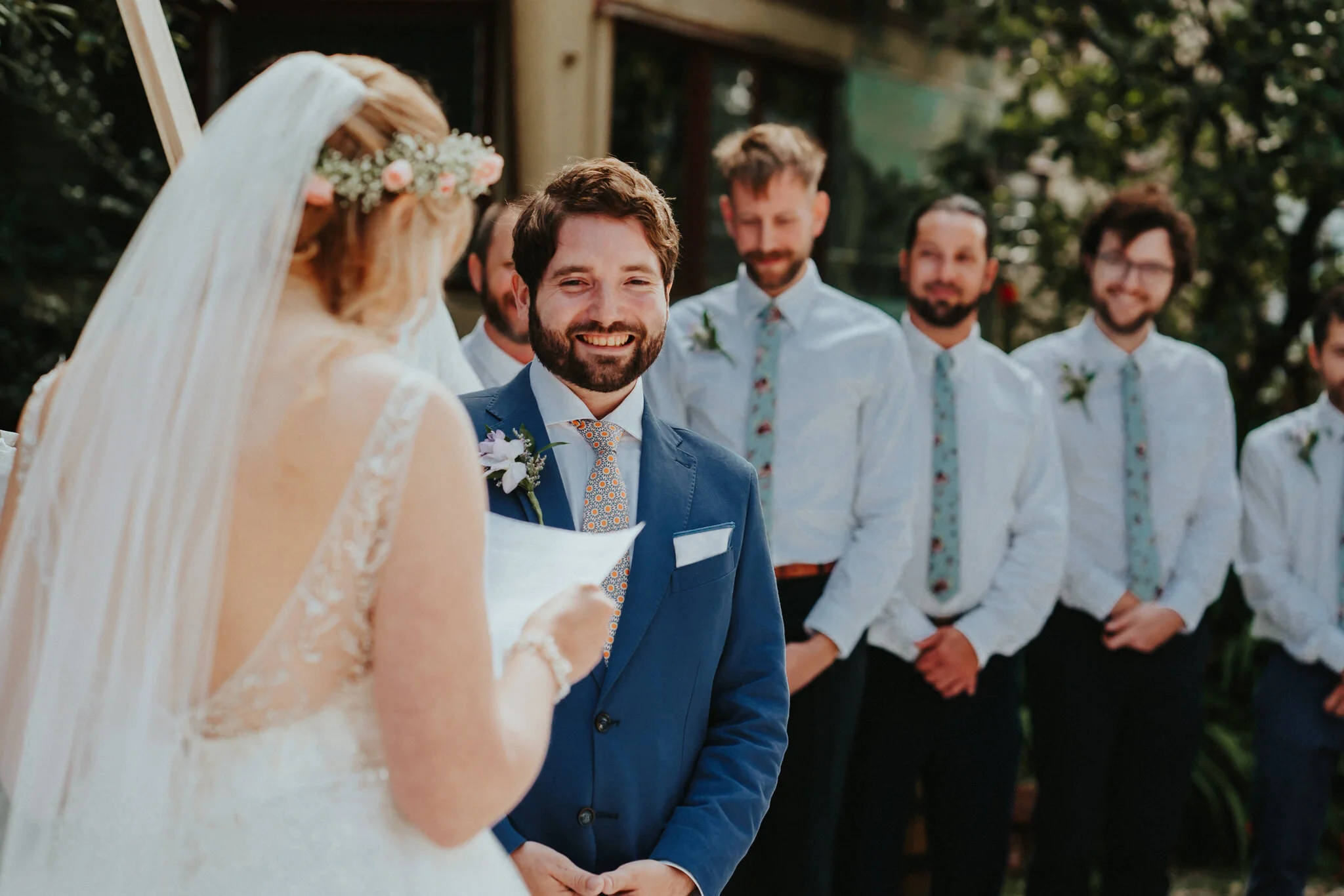 Groom smile bride read vow Sou'Wester Groomsmen Alfred Tang