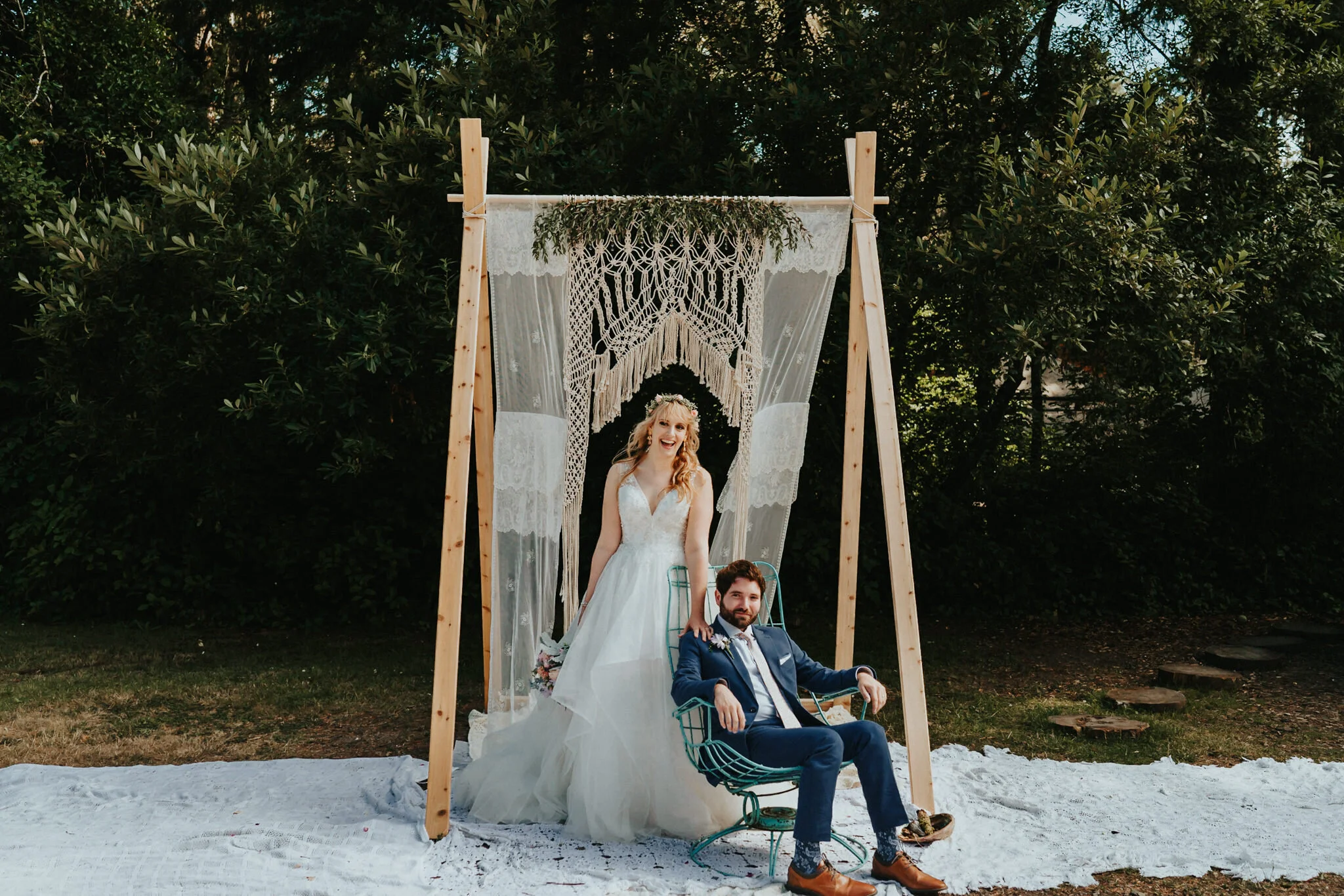Bride Groom macrame Wedding Arch Background