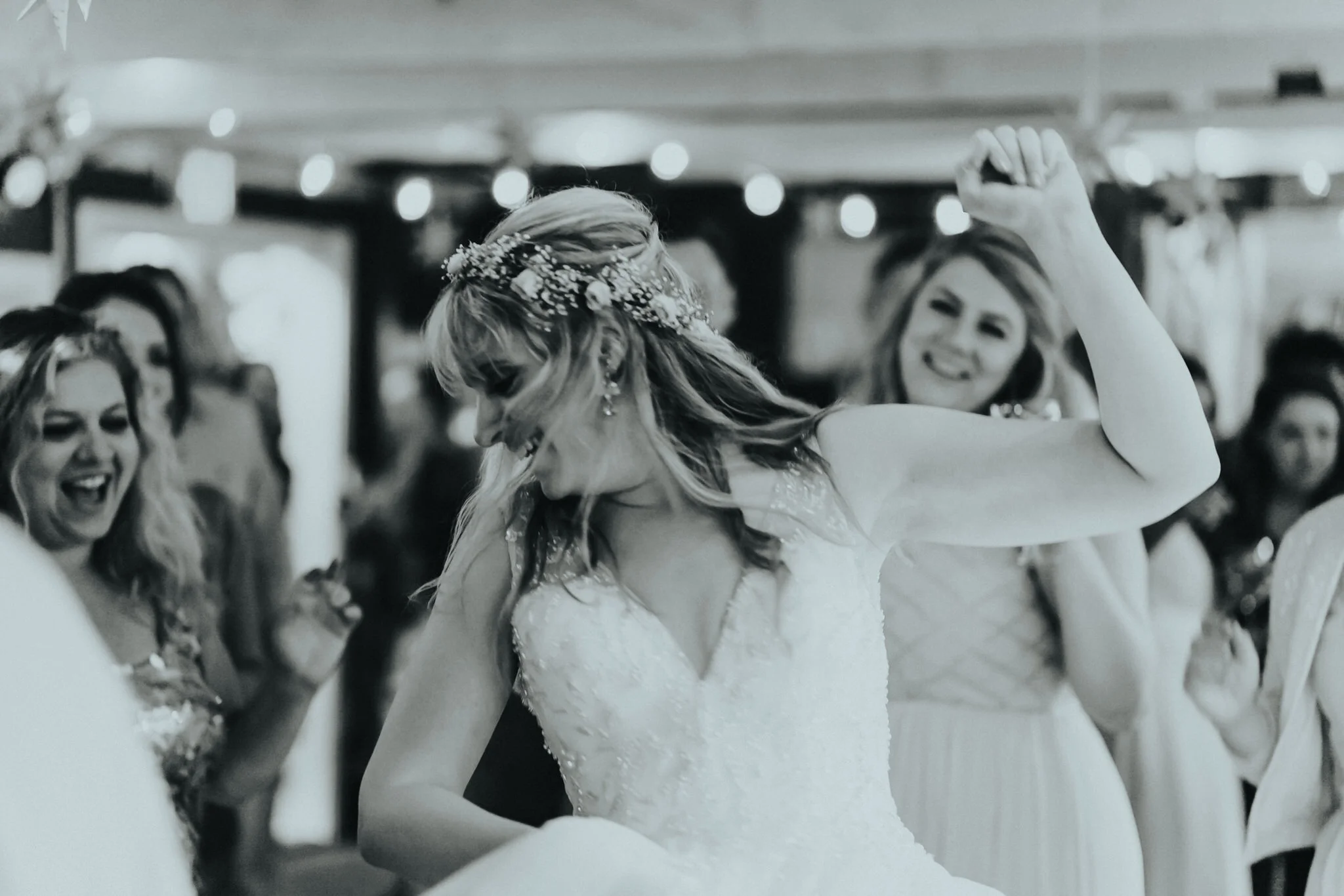 Bride Black white dance hair floral crown