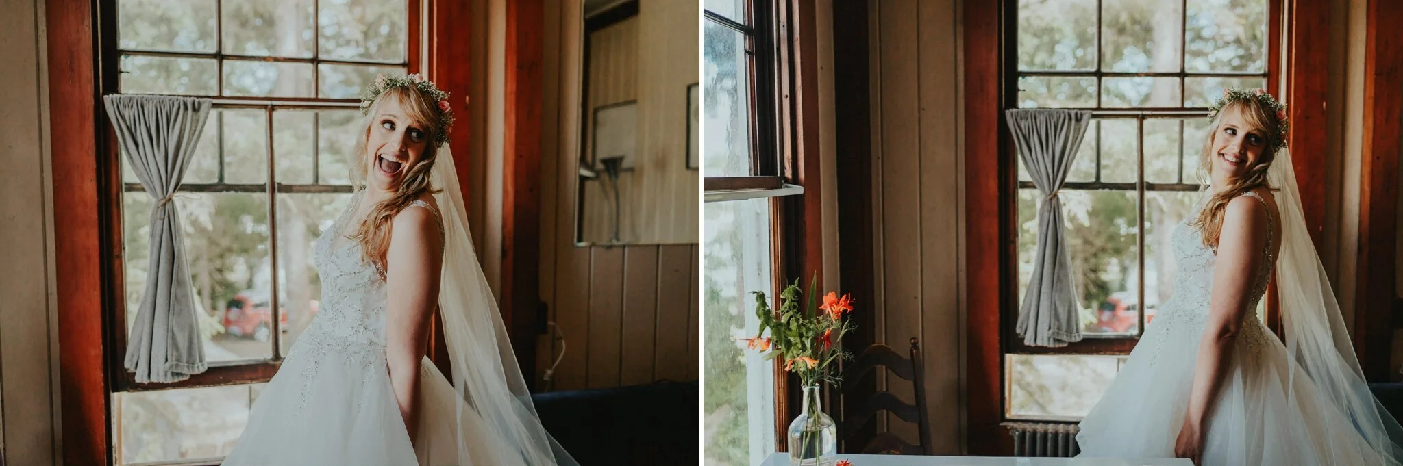 Bridal Down Dress Window Light Wedding