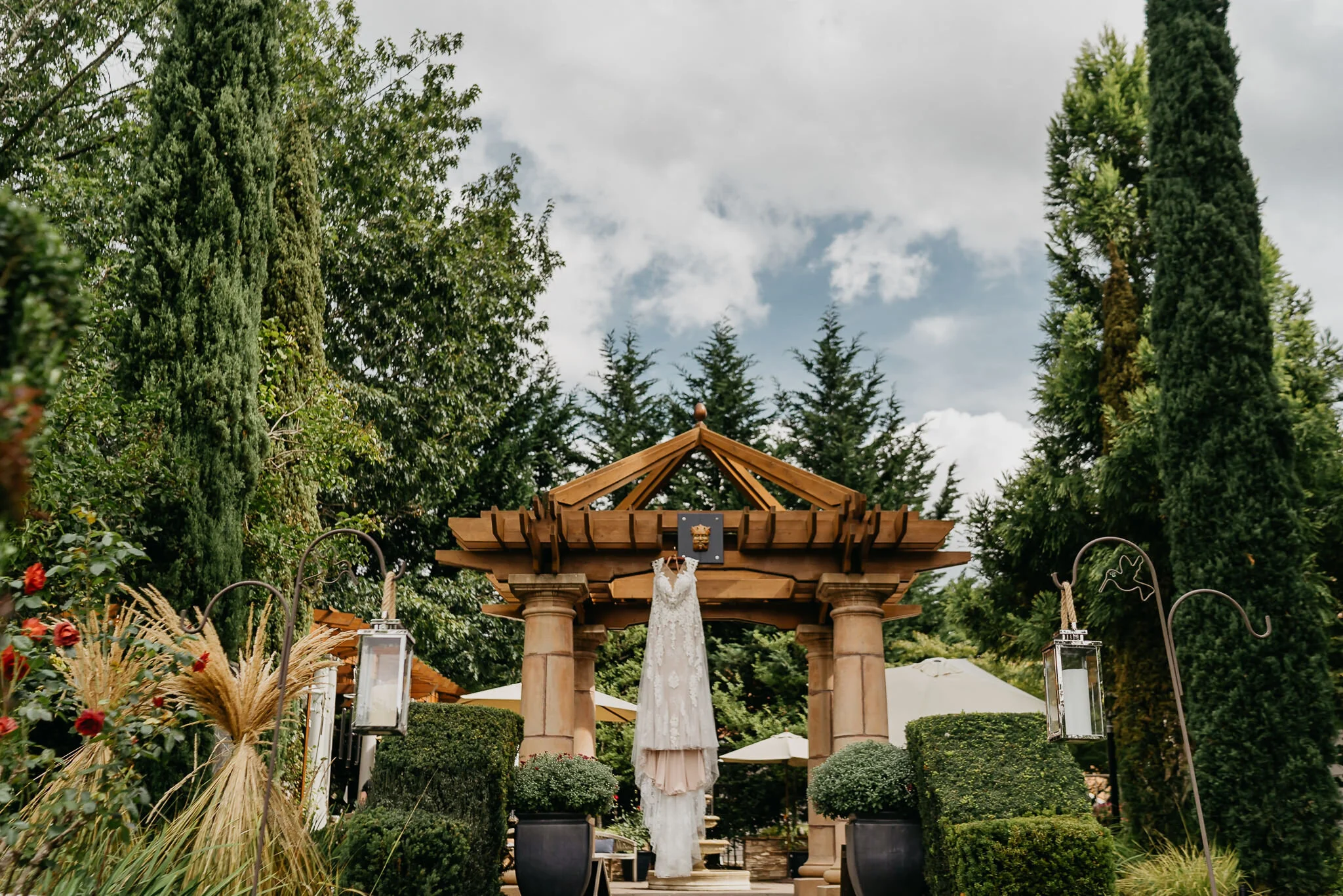 Landscape hanging dress private backyard wedding photographer Portland Columbia Gorge