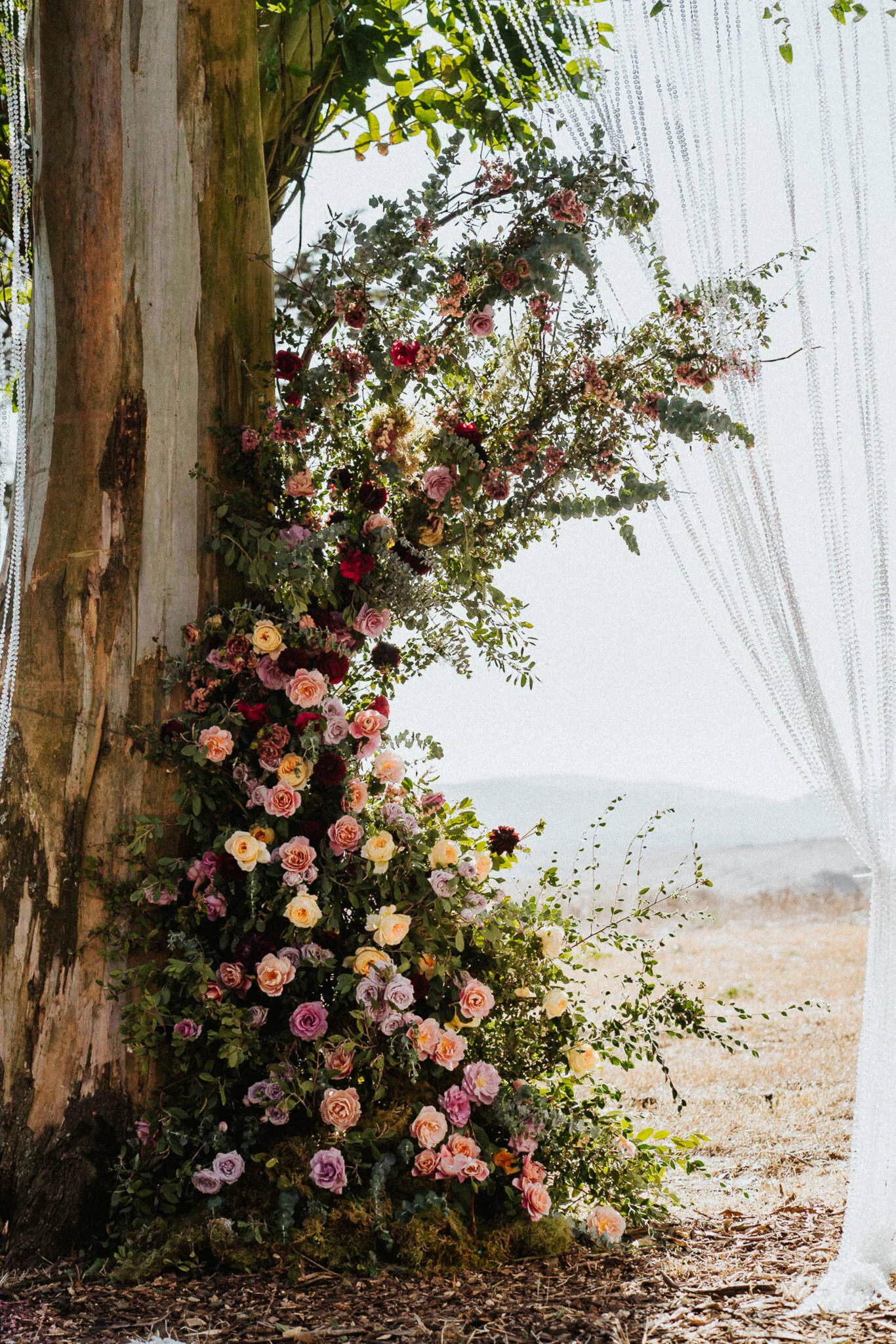 Ceremony site floral arrangement display