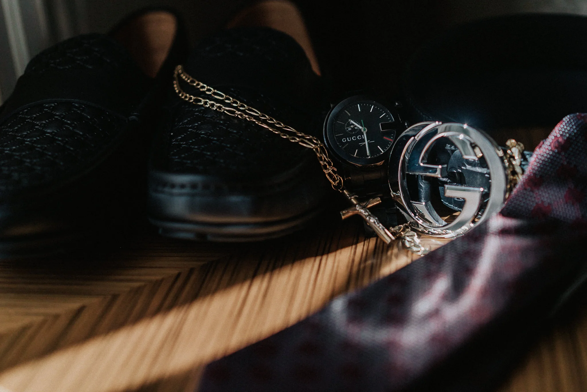 Gucci Watch, Gucci Tie, Gucci Shoes, Gucci Gang.
