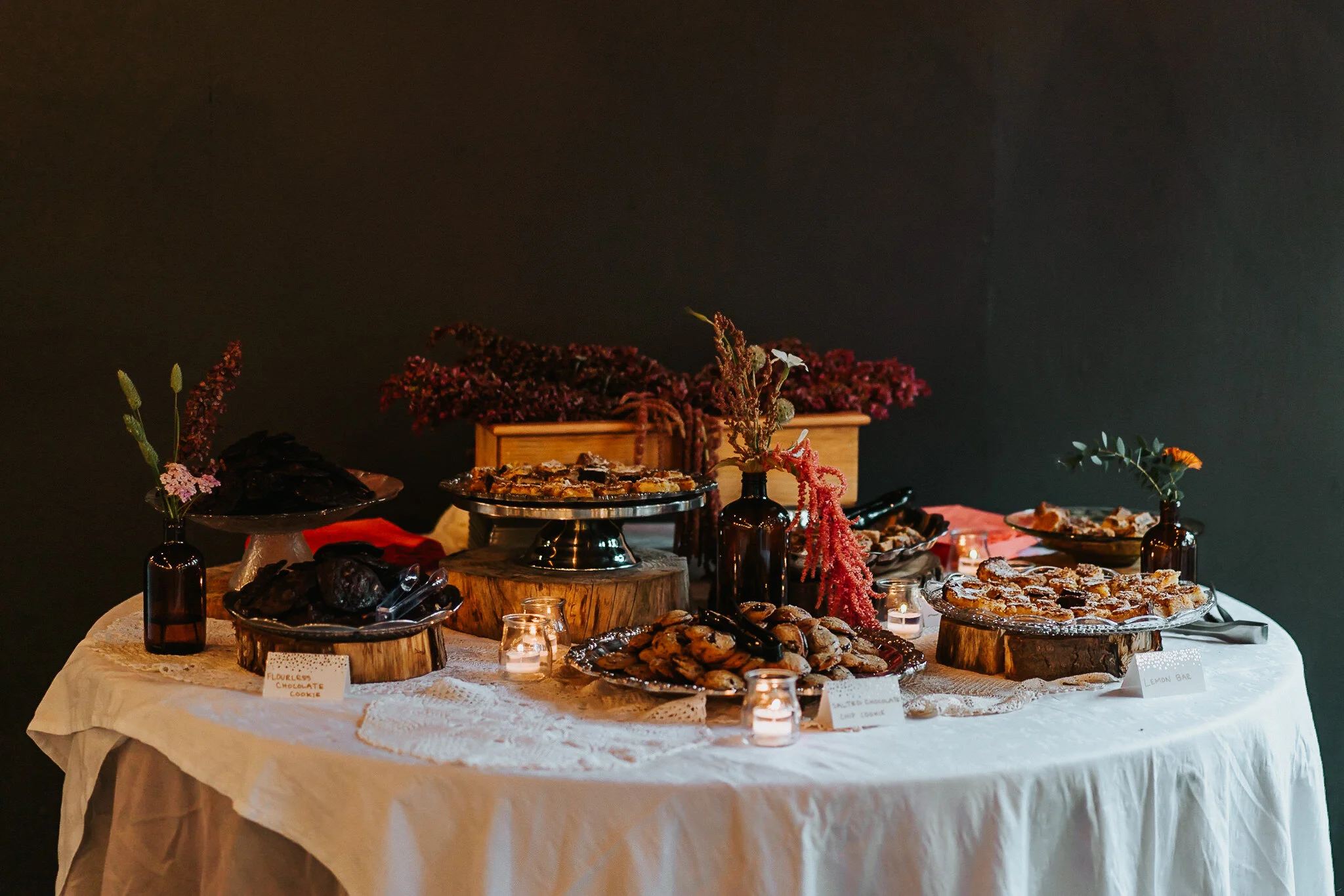 German style dessert table as a dark n moody portrait