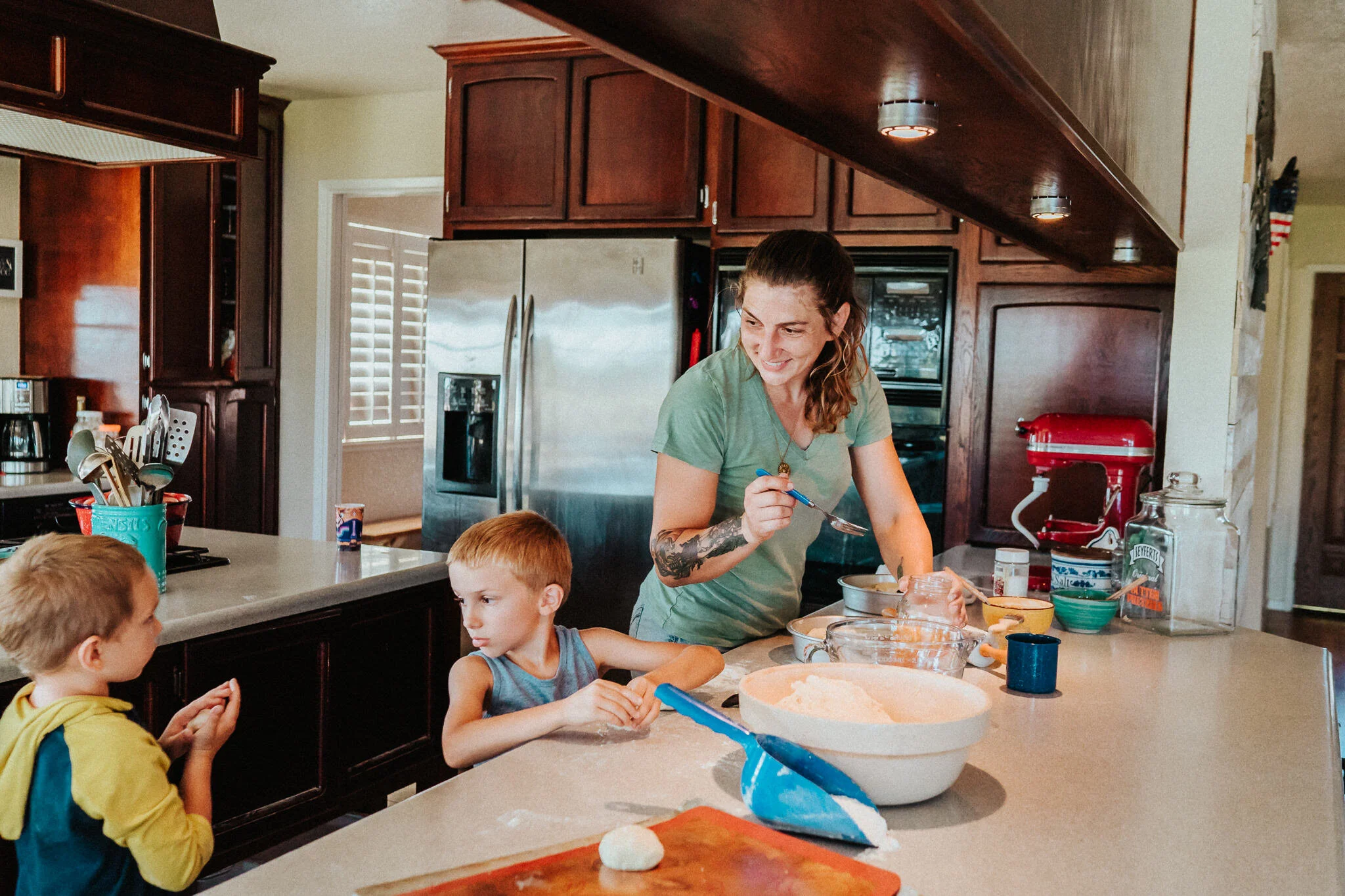 A moment of happiness in the kitchen.