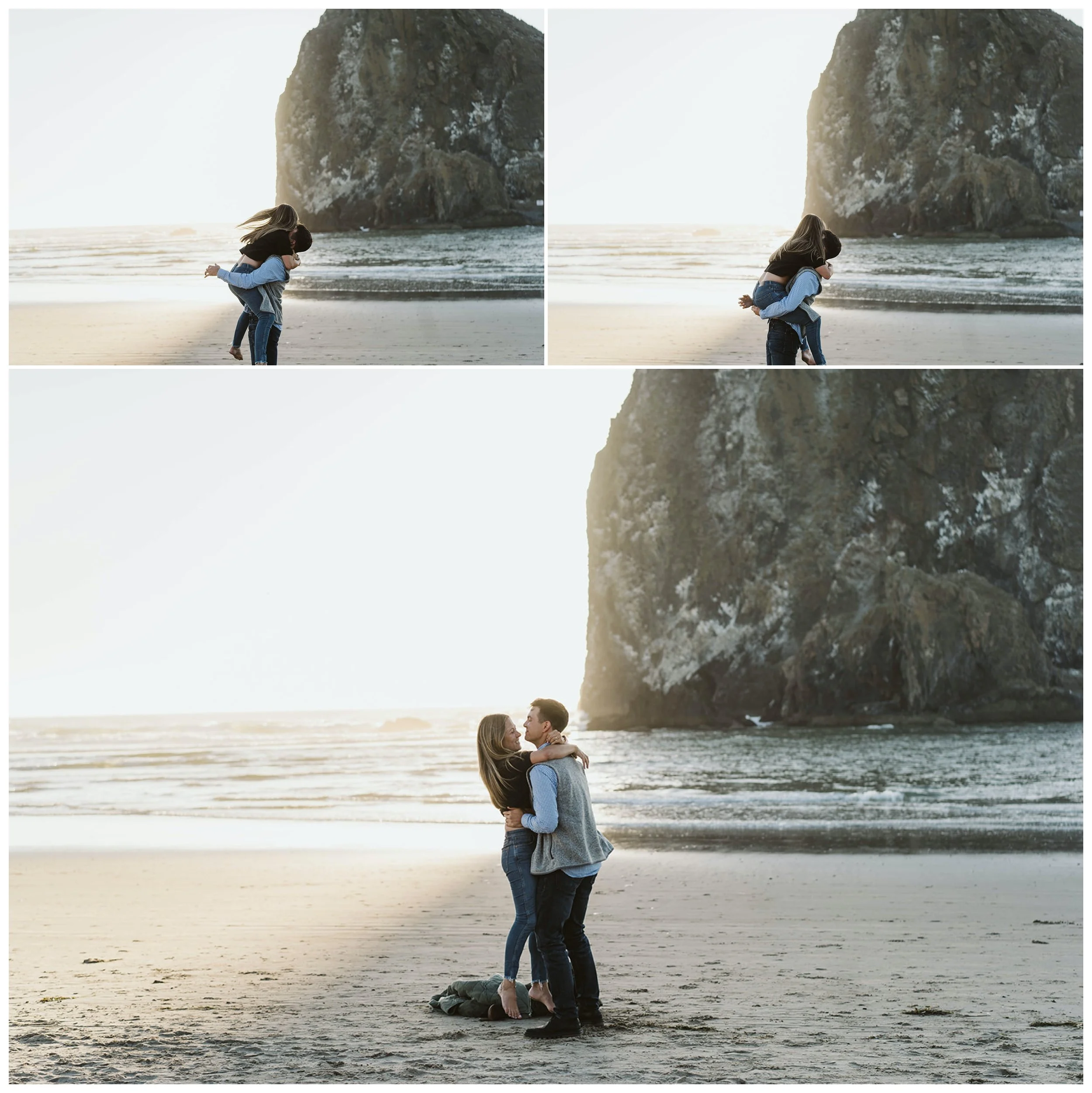 Haystack Rock engagement proposal photos