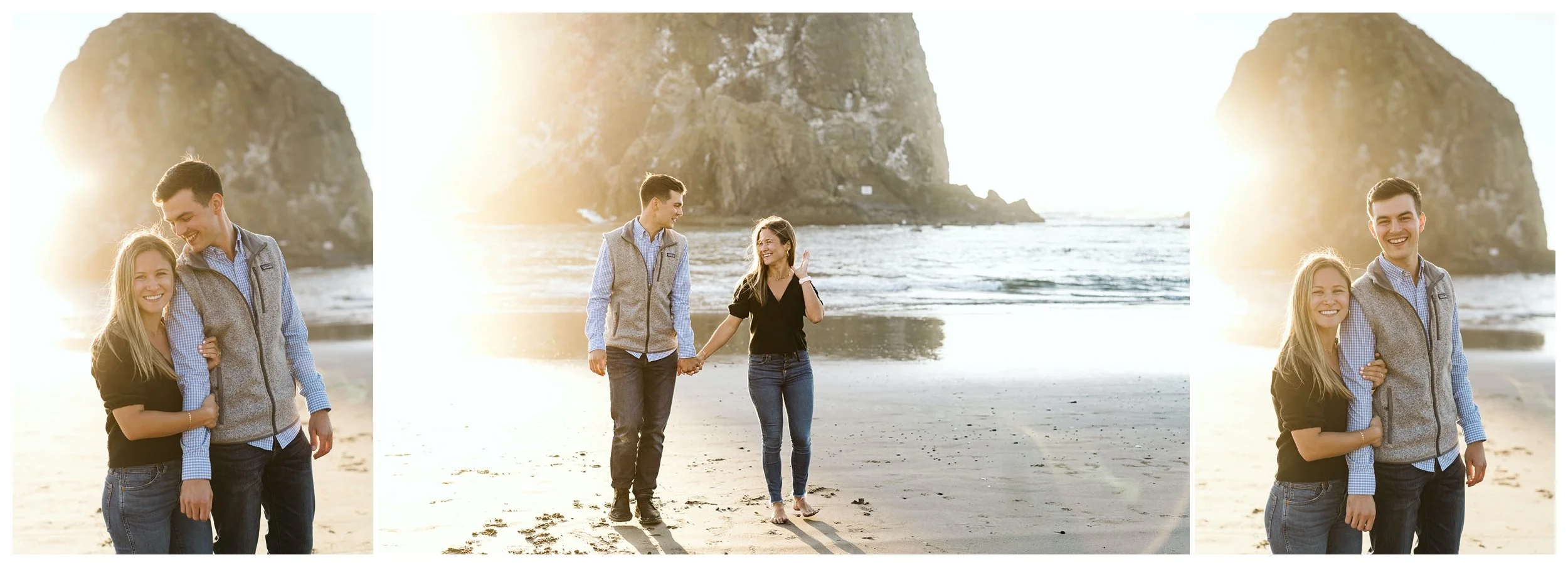 Engagement Session Portraits at Cannon Beach.