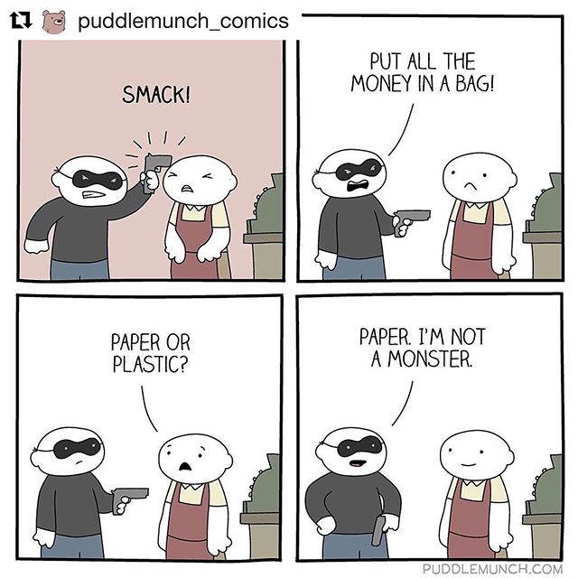 #sundaycomic #refusesingleuse 😂#planetorplastic #strawsfilm #plasticpollutes #banplasticbags 🌊  Repost @puddlemunch_comics