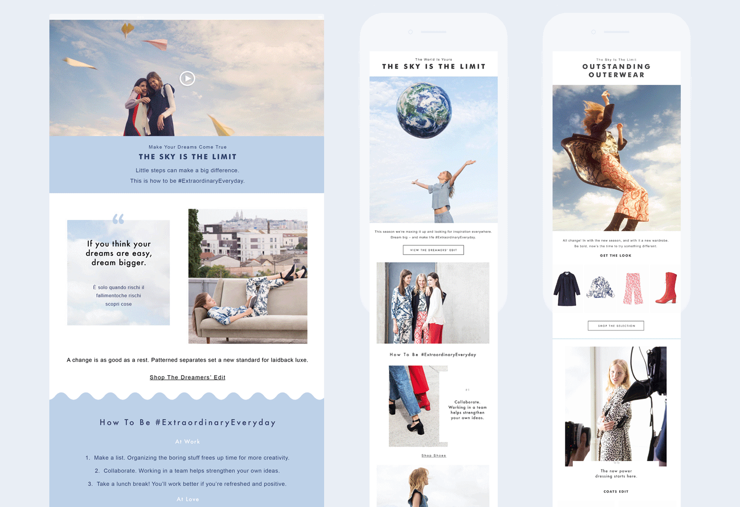 SS18 Dreamers Feature Page and Newsletter Designs