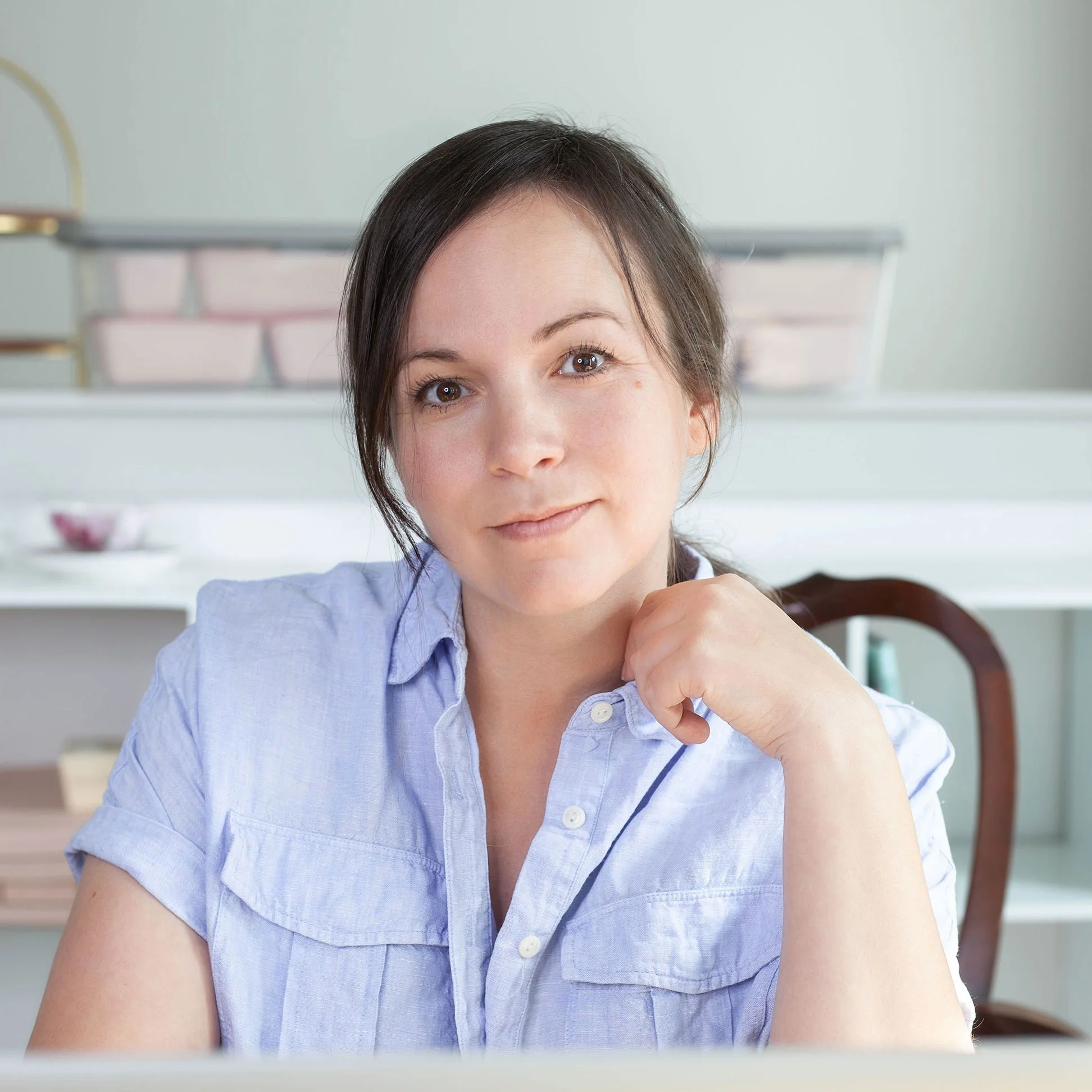 Jaime M Kirby at 45 years old, wearing a light blue shirt