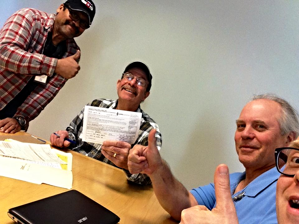 Passing the Technician exam (that's me in the lower right corner).