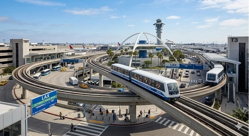 LAX Airport People Mover construction and terminal pickup zones 2026