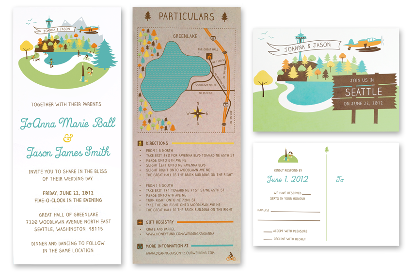 PARK THEMED WEDDING INVITATION SET
