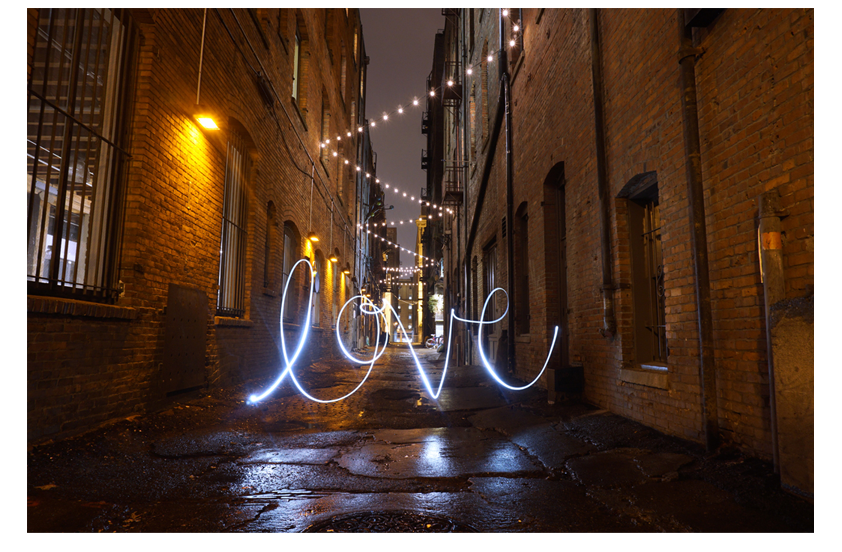  'Love' light painting with Lindsay Martin  Pioneer Square, Seattle  