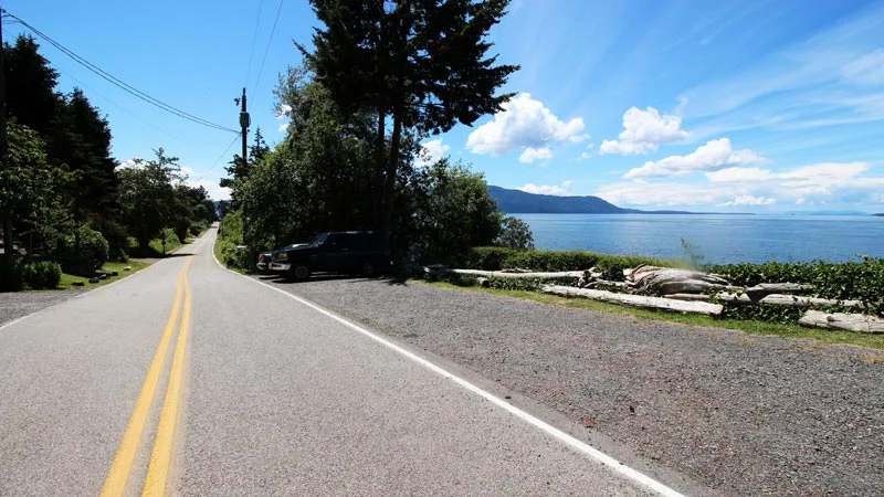 Entrance to Sunset Beach is just ahead on West Shore Drive