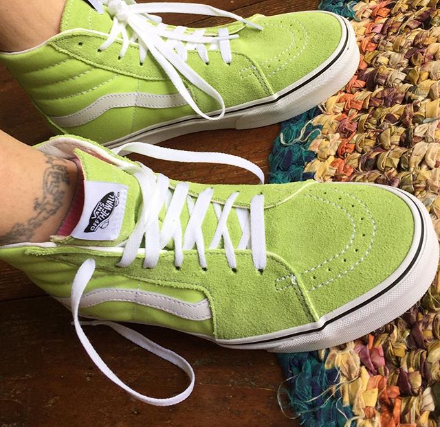 Love my new kicks! And yes I have a thing for shoes 😜#vans #sneakers #lime green #inthestudio