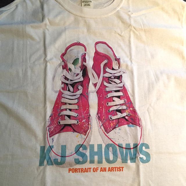 Had a T shirt made of the cover of my book coming soon!! @artvoicesartbooks #portraitofanartist #artTshirt #artbooks #sneakers #kjshows #artistshoes