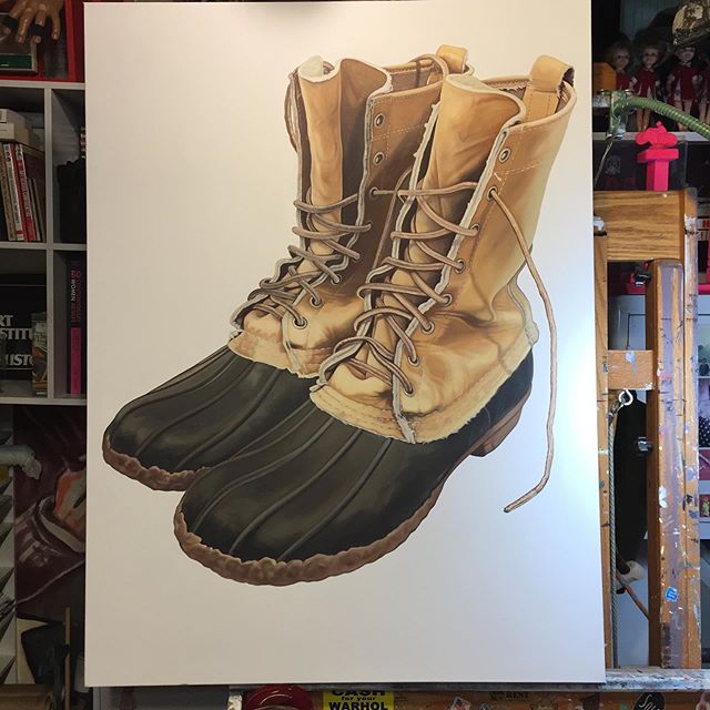 Finished for @canditaclaytongallery #LLbeans #LLbeansboots #oulpainting #boots #maine