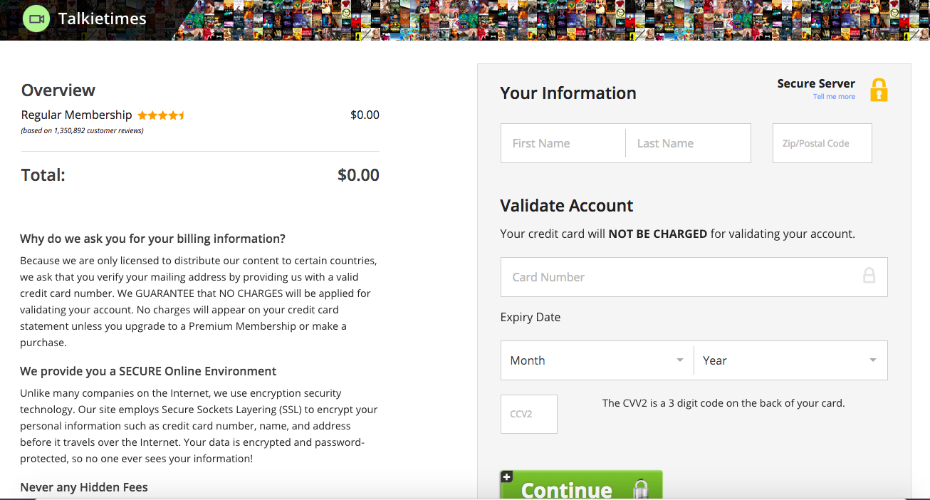 "We don't want to charge your credit card! We just want the number anyway." Uh huh.