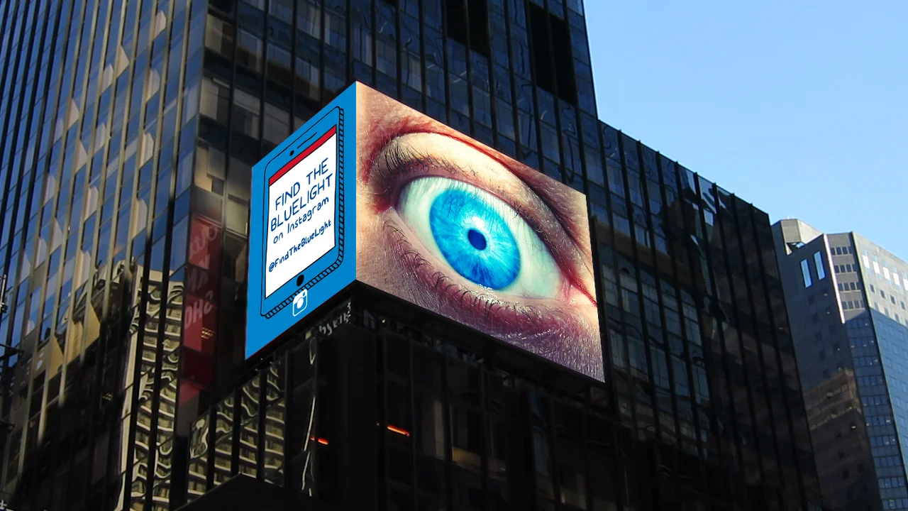  The billboard asks users to @FindTheBlueLight on Instagram.&nbsp; 