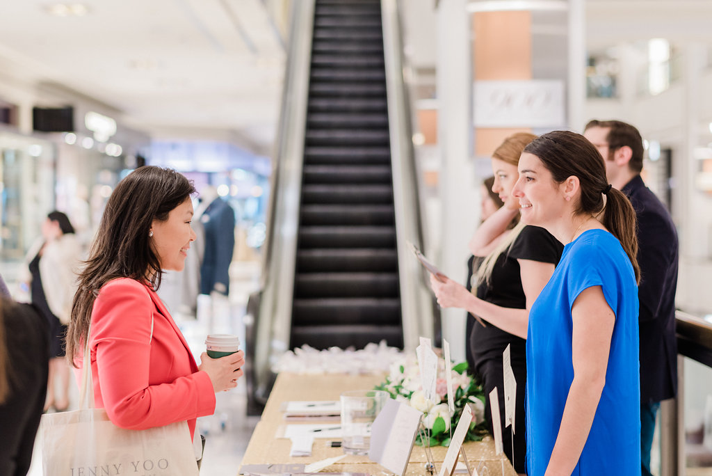Photography: Giadore Photo | Venue: Kendra Scott Chicago | Catering: Blue Plate Chicago | Hair & Makeup: Kate Johnson Artistry | Floral: Atmospheres Event Group | Stationary: Design That Flies | Gowns: Jenny Yoo NYC | Suits: J Toor