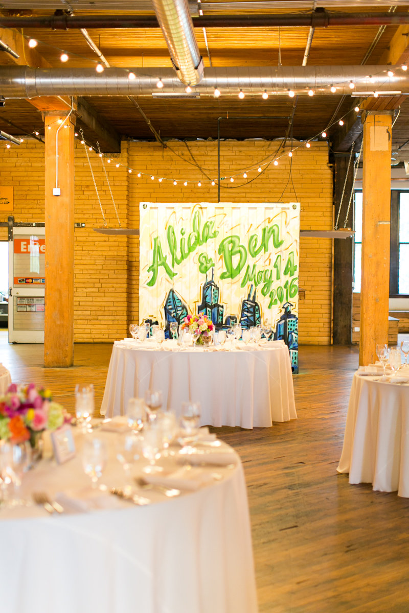 Vendors: Planner: Ashley C. – Simply Elegant Group | Photography: Wakefield Photo | Hair/Makeup: Bev Esquivel – with Kate Johnson Artistry | Venue: Lacuna Artist Lofts | Florist: Victoria Claus – AEG Productions | Caterer: LM Catering | Cake: Sweet Mandy B’s | Ceremony Music: Alex Sokol / Common Knowledge| DJ: Style Matters | Lighting: SC Lighting Design | Photobooth: Traveling Photo Booth | Transportation: Second City Trolley