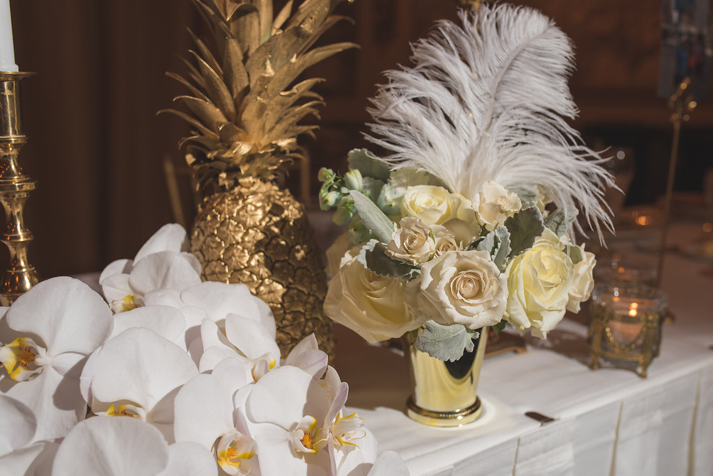 Vendors: Photographer: Thara Photo | Planner: Elisa , The Simply Elegant Group | Venue: Congress Plaza Hotel | Hair + Makeup: Stylisted | Dress: Opus Couture | Stationery: EYI Love | Florals: Virgina Wolff | Rentals (champagne tower): Vintage Place Settings | Cake: Amy Beck Cake Designs | Ceremony Music: Moeller Music | Reception Entertainment: One Night Band | Videography: O'Grady Cinema | Officiant: Calvin Denison, Chicago Officiant Services