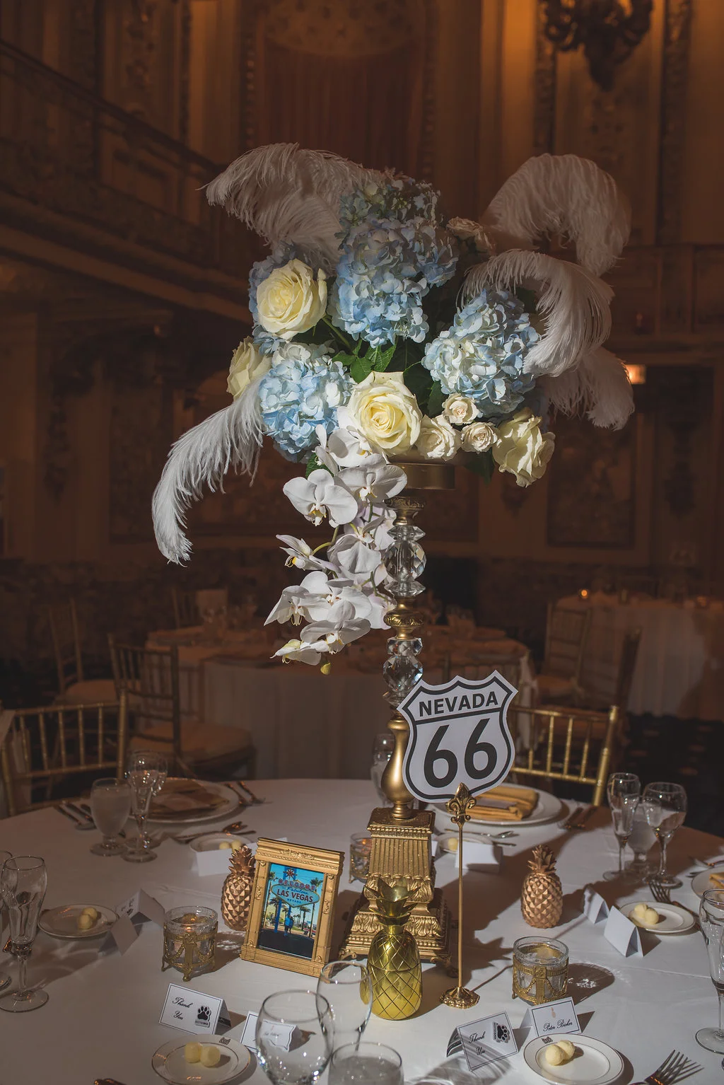 Vendors: Photographer: Thara Photo | Planner: Elisa , The Simply Elegant Group | Venue: Congress Plaza Hotel | Hair + Makeup: Stylisted | Dress: Opus Couture | Stationery: EYI Love | Florals: Virgina Wolff | Rentals (champagne tower): Vintage Place Settings | Cake: Amy Beck Cake Designs | Ceremony Music: Moeller Music | Reception Entertainment: One Night Band | Videography: O'Grady Cinema | Officiant: Calvin Denison, Chicago Officiant Services