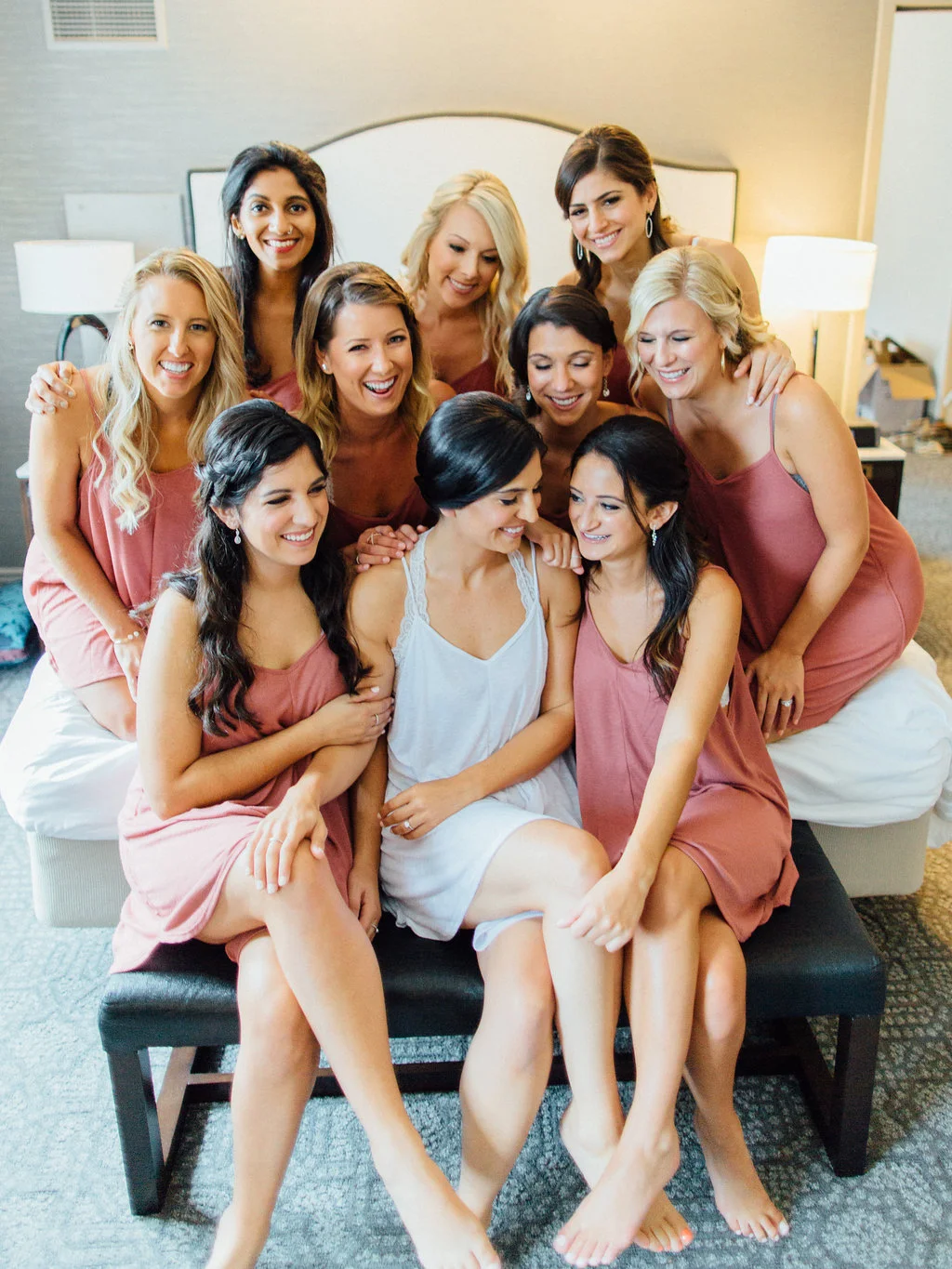 Photography: Tim Tab Studios | Coordination: The Simply Elegant Group, Lindsay | Floral design: The Bread and Butterfly | Decor: Art of Imagination | Hair: Holli Beauty | Makeup: Joanna B Artistry and Anjelica Bannos | Bride’s gown: Sarah Seven | Groom's tux: The Black Tux | Bridesmaids: Show Me Your MuMu | Venue: Bridgeport Art Center | Catering: Limelight Catering