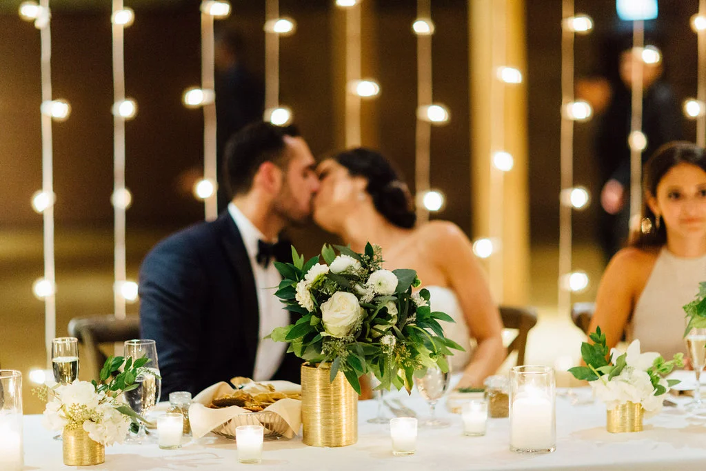 Photography: Tim Tab Studios | Coordination: The Simply Elegant Group, Lindsay | Floral design: The Bread and Butterfly | Decor: Art of Imagination | Hair: Holli Beauty | Makeup: Joanna B Artistry and Anjelica Bannos | Bride’s gown: Sarah Seven | Groom's tux: The Black Tux | Bridesmaids: Show Me Your MuMu | Venue: Bridgeport Art Center | Catering: Limelight Catering