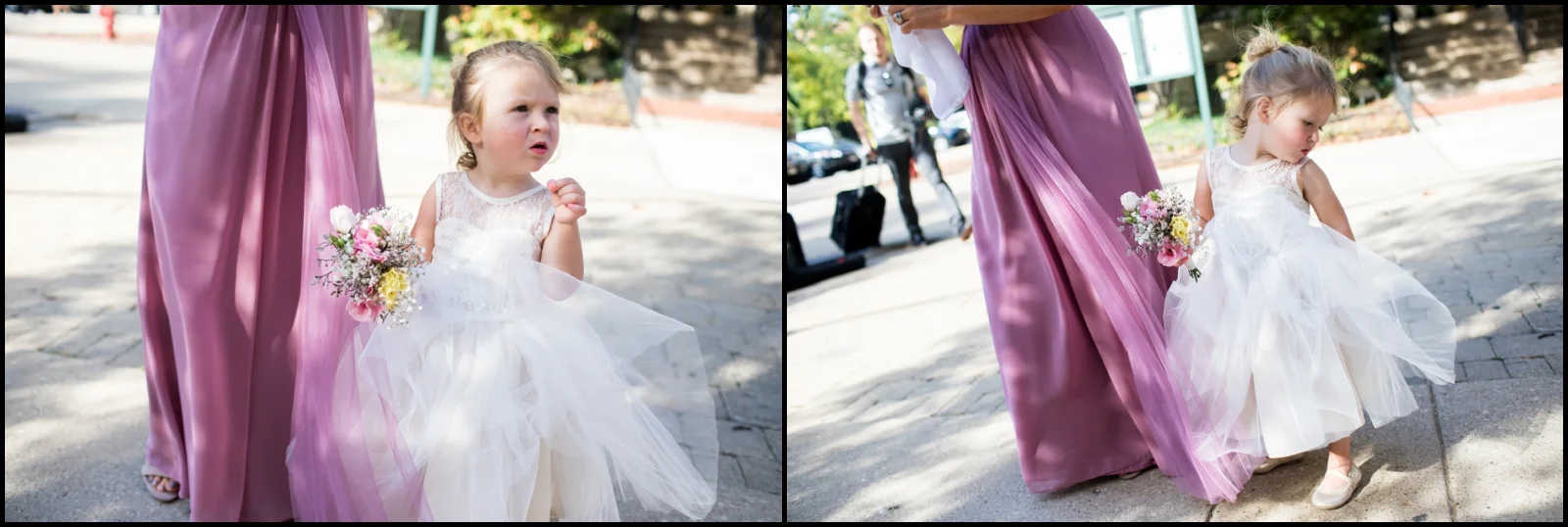 the flower girl walking