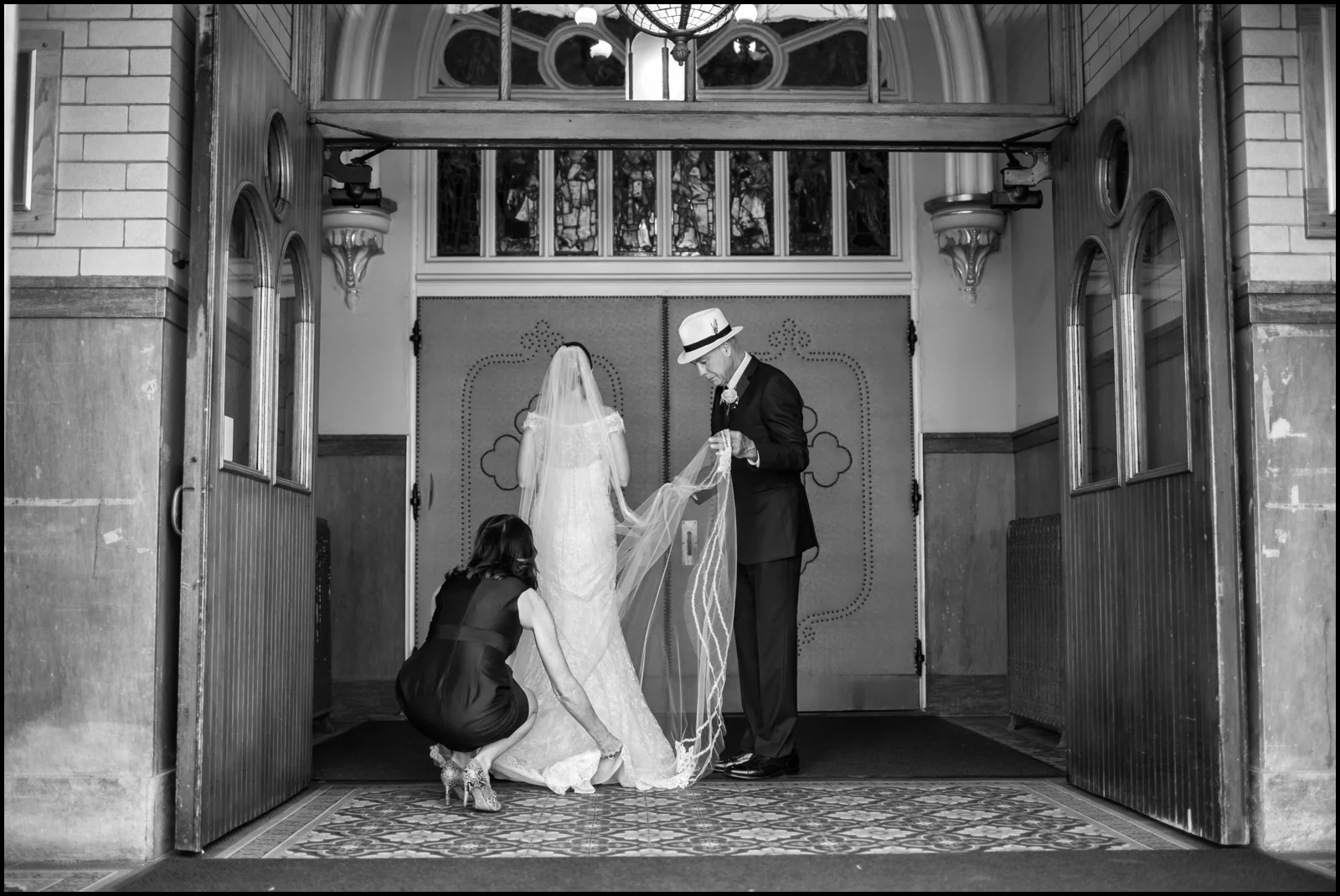 bride getting ready to walk the aisle